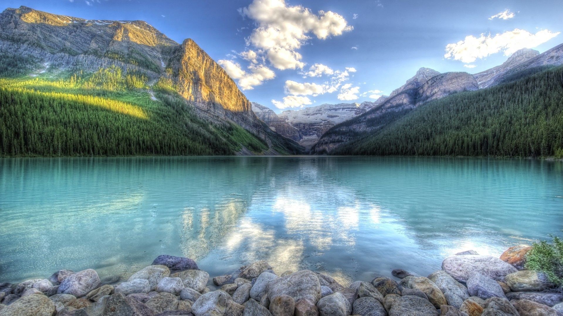 Lago di montagna, Ciottoli, Valle, HDR, Full HD, sfondo per il tuo desktop