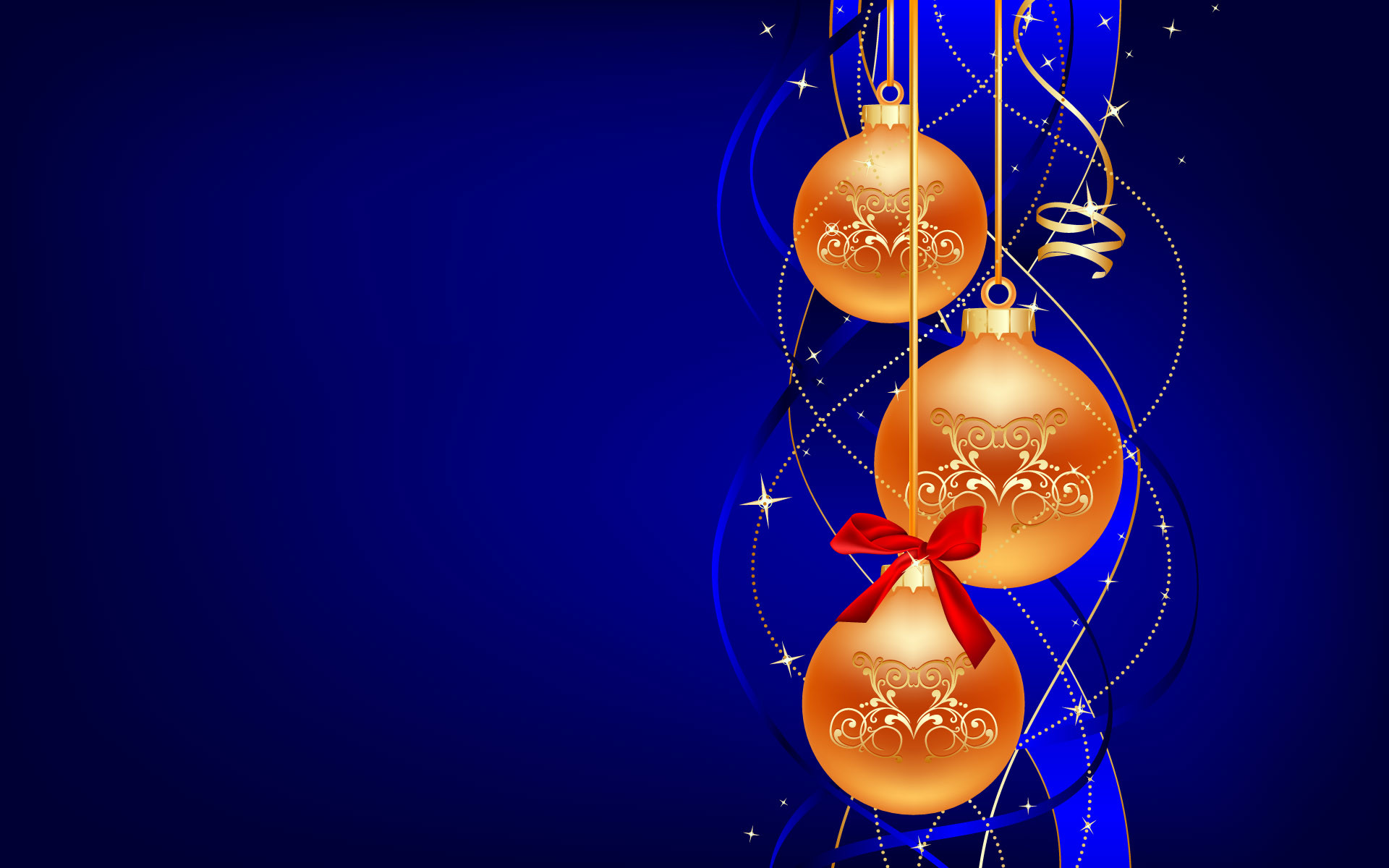 Palline di Natale dorate, Blu, Fiocco rosso, Decorazioni, 1920x1200, sfondo MacBook Pro
