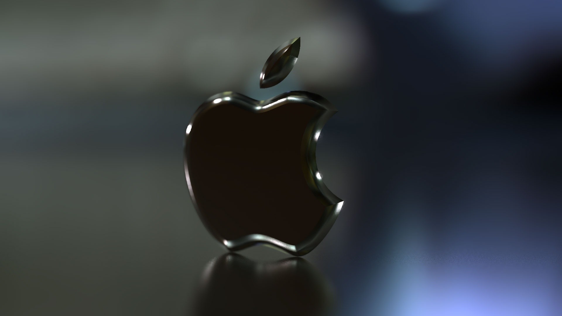 Logo Apple, Apple, Riflesso, Rendering 3D, sfondo per desktop