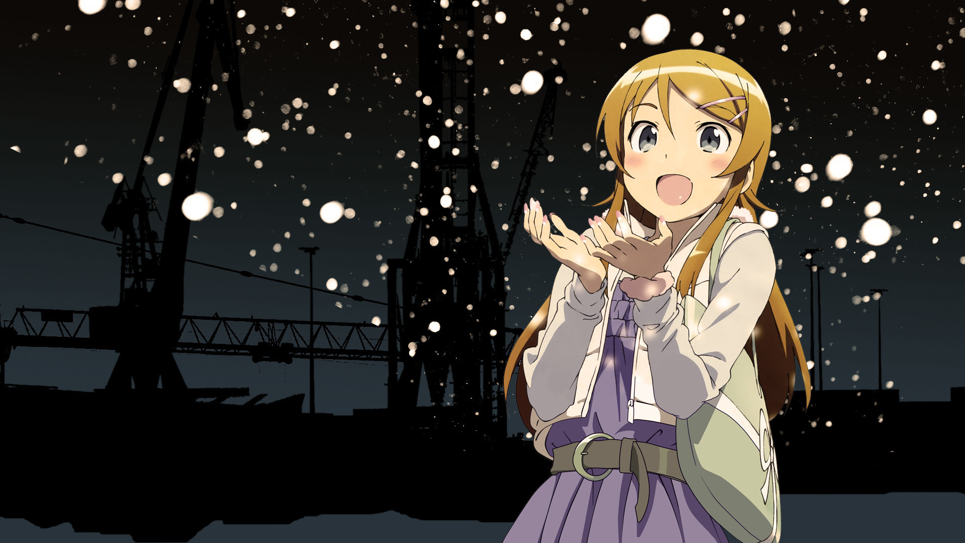 Kirino Kousaka, Oreimo, Neve, Notte, 16:9 Full HD, wallpaper widescreen