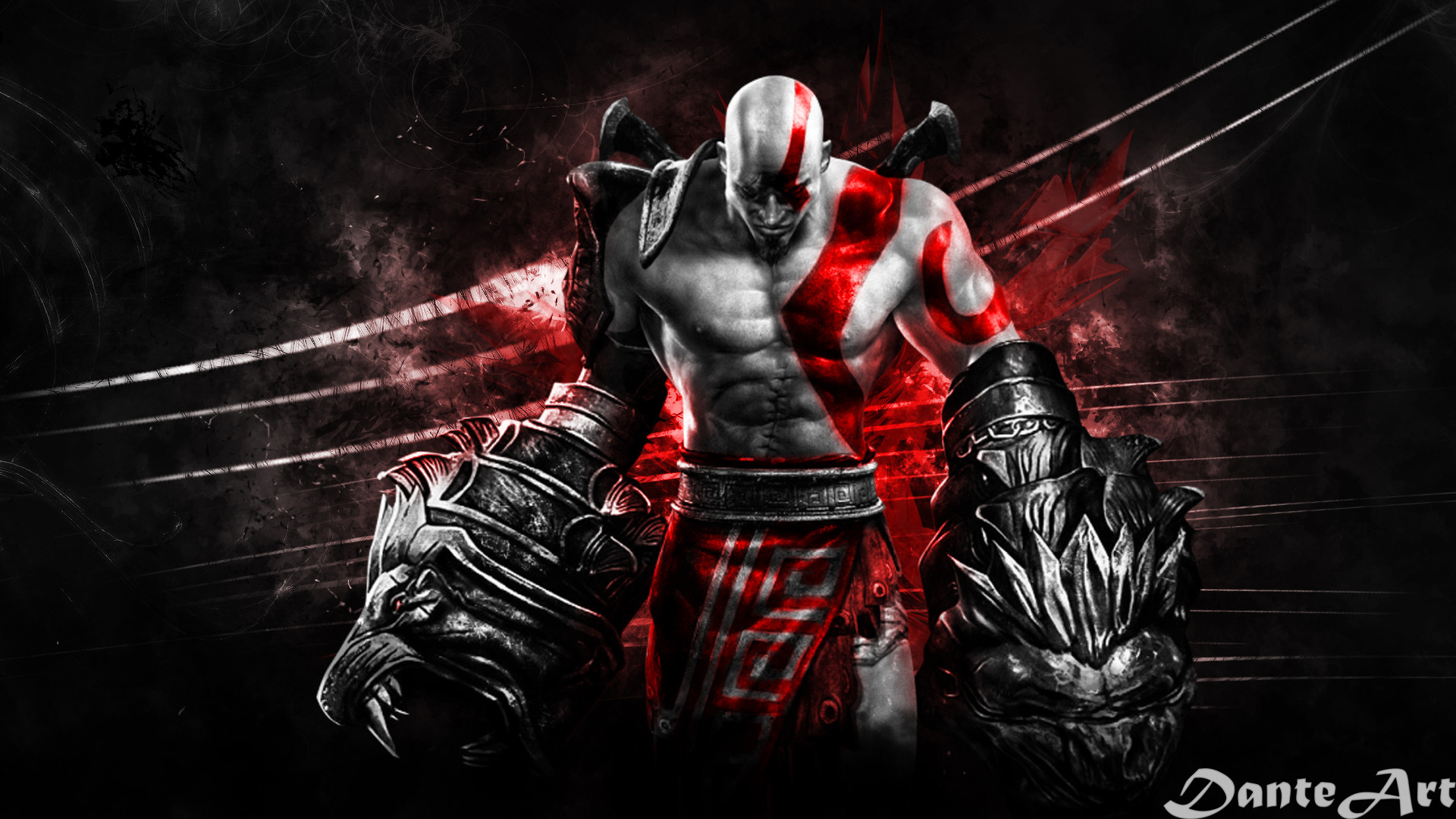 Kratos, God of War III, Cesti di Nemea, Arte digitale, Full HD, sfondo per portatile