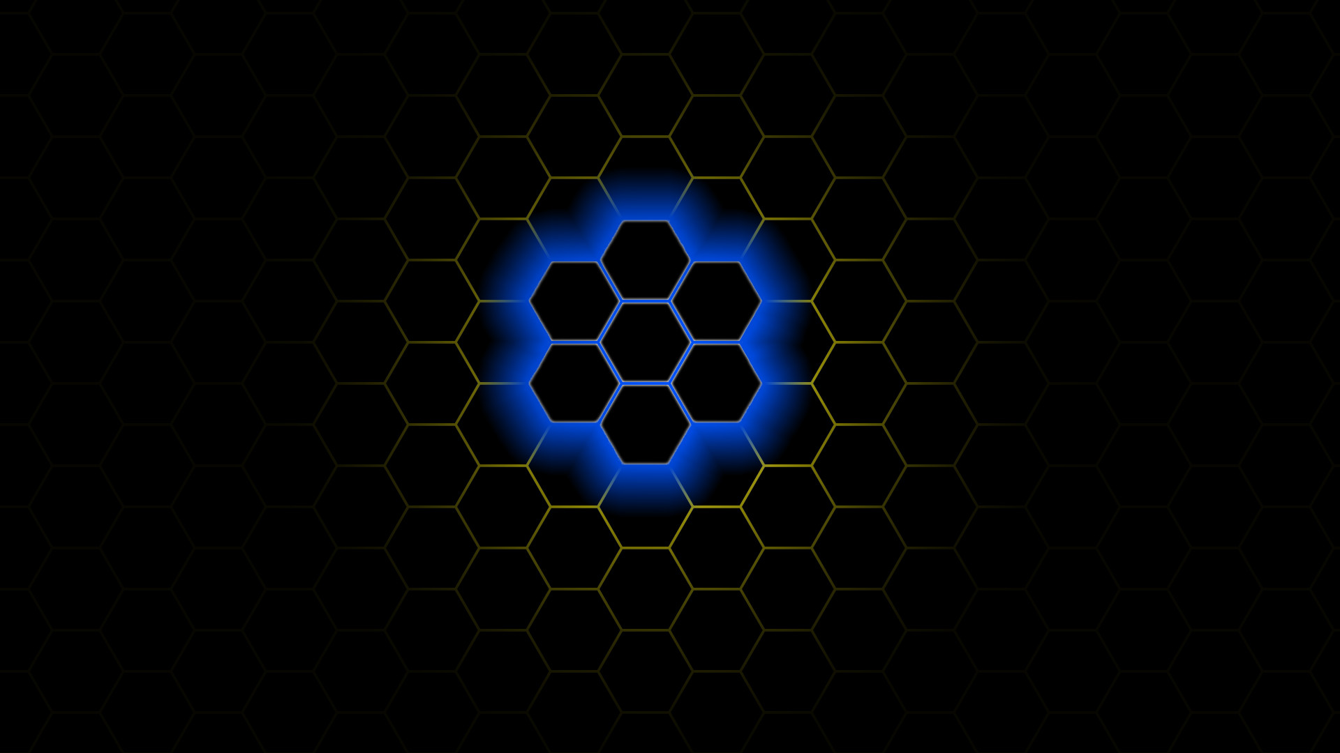 Esagoni, Neon blu, Sfondo nero, wallpaper Android