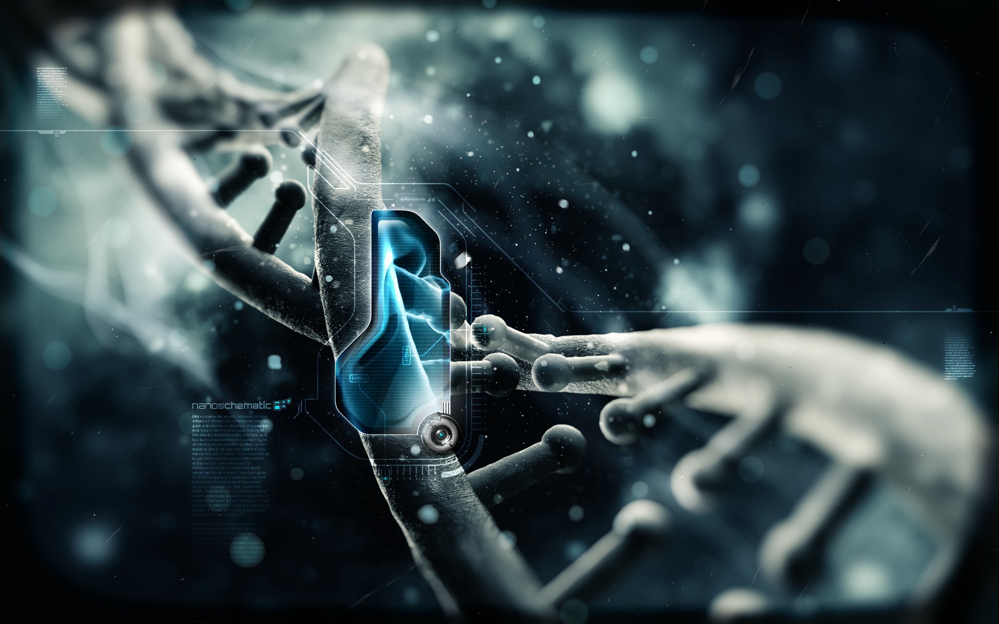 DNA, Doppia elica, Fantascienza, Rendering 3D, 2048x1280, sfondo MacBook Pro