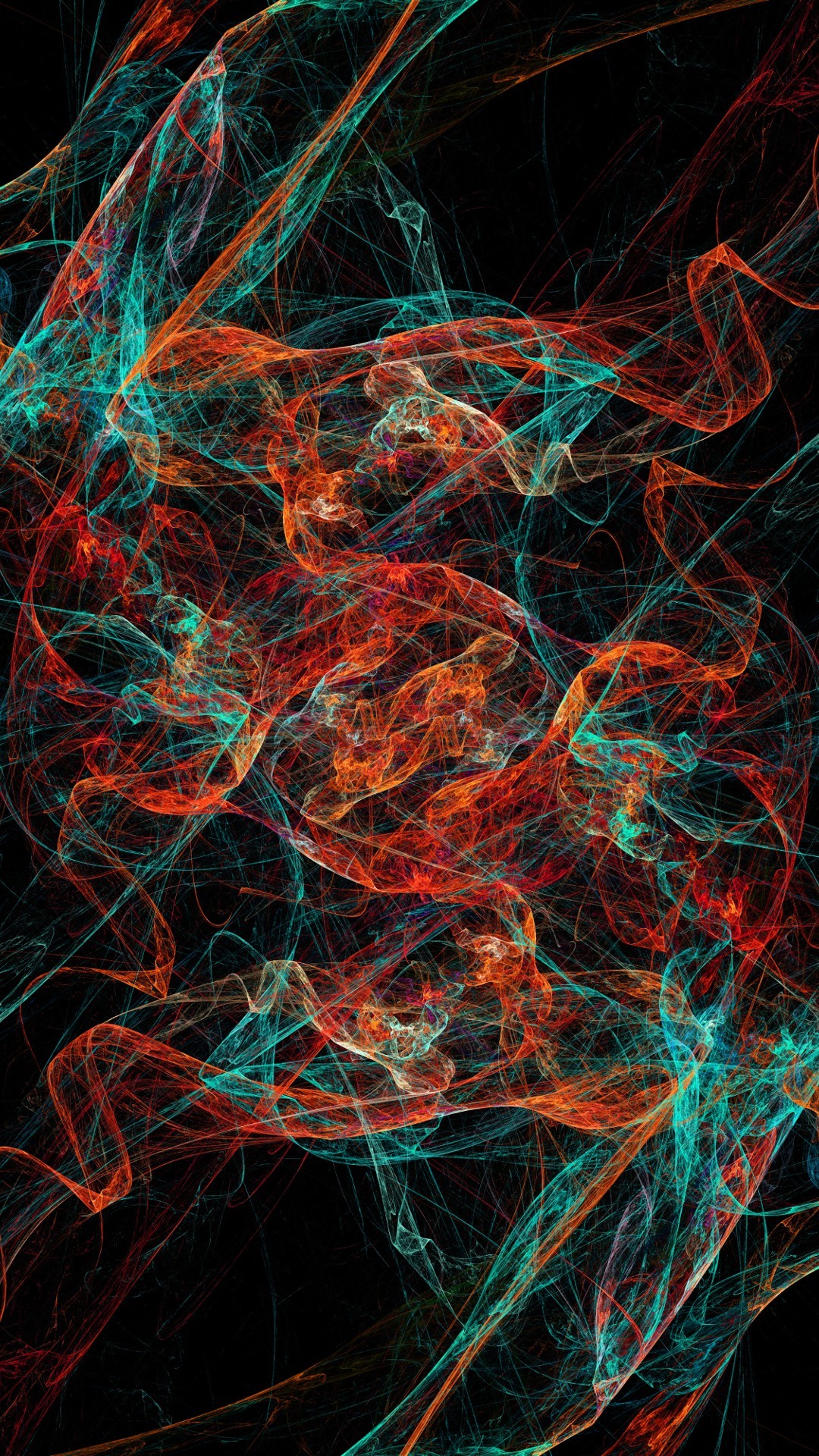 Frattale, Filamenti, Sfondo nero, Full HD, wallpaper per smartphone