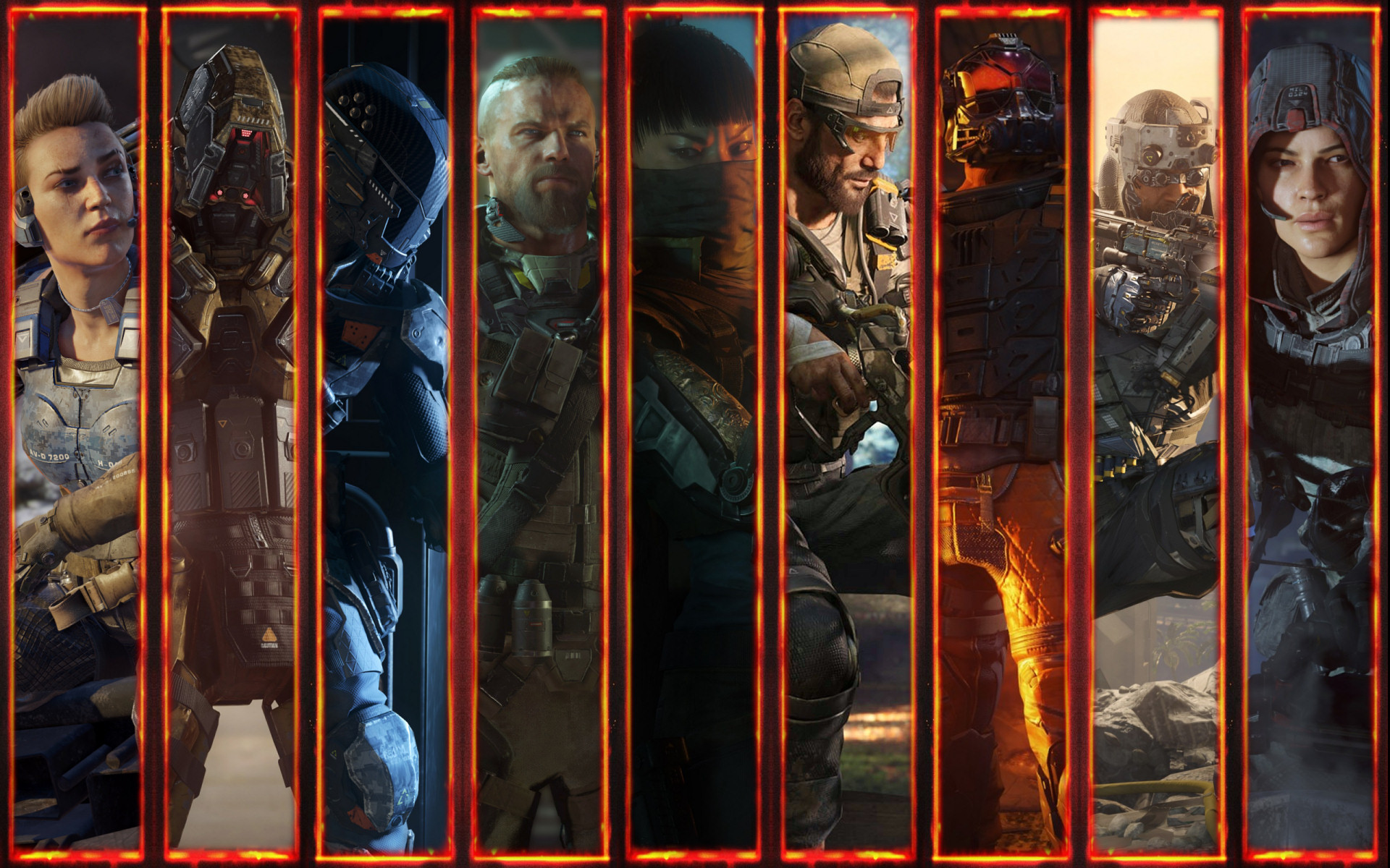 Call of Duty: Black Ops III, Specialisti, Personaggi, Collage, Full HD, wallpaper desktop