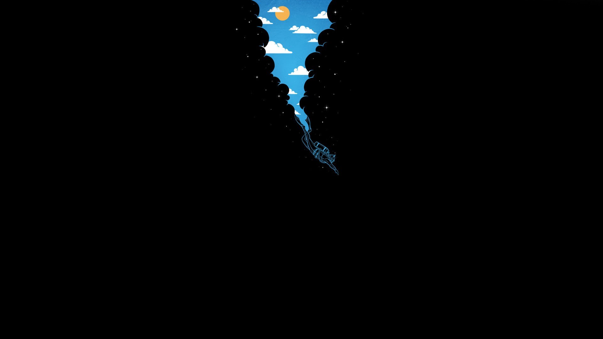 Arte surreale, Cielo, Sfondo nero, Minimal, Full HD, wallpaper per PC