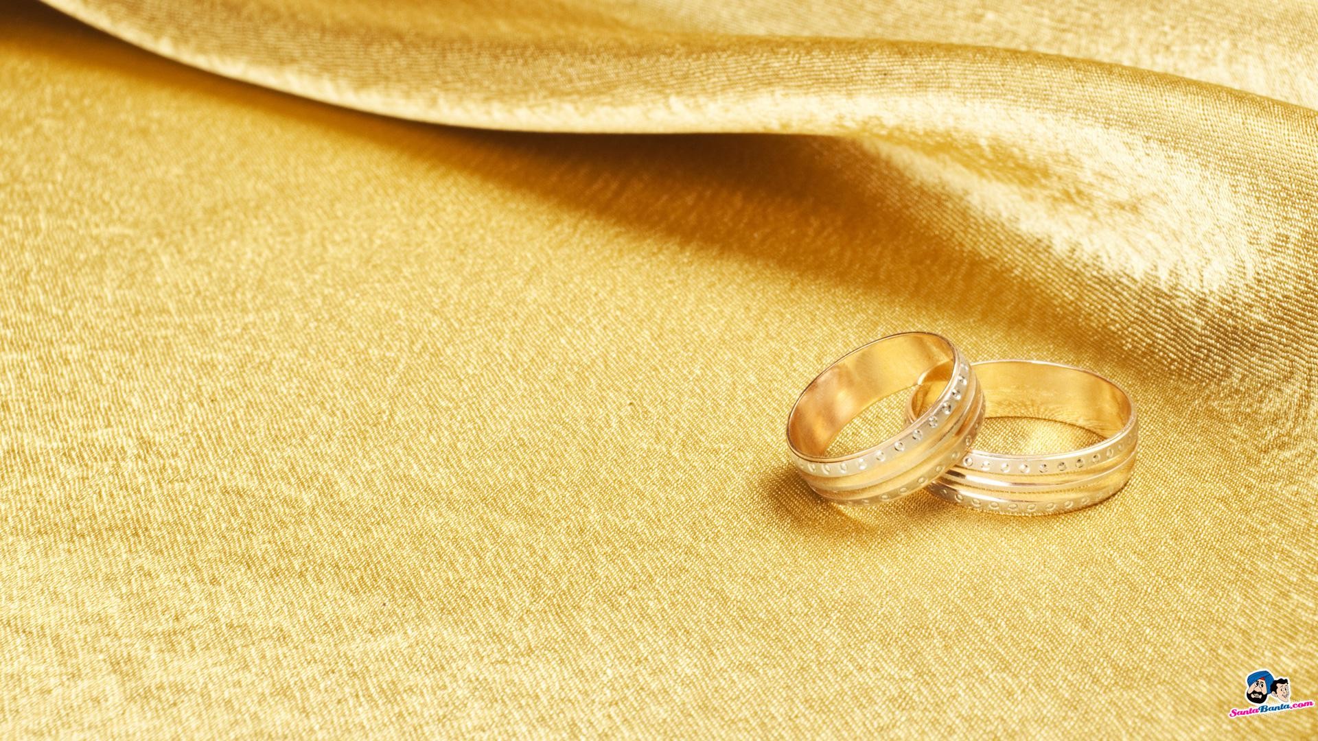 Fedi nuziali, Oro, Seta dorata, Full HD, wallpaper desktop