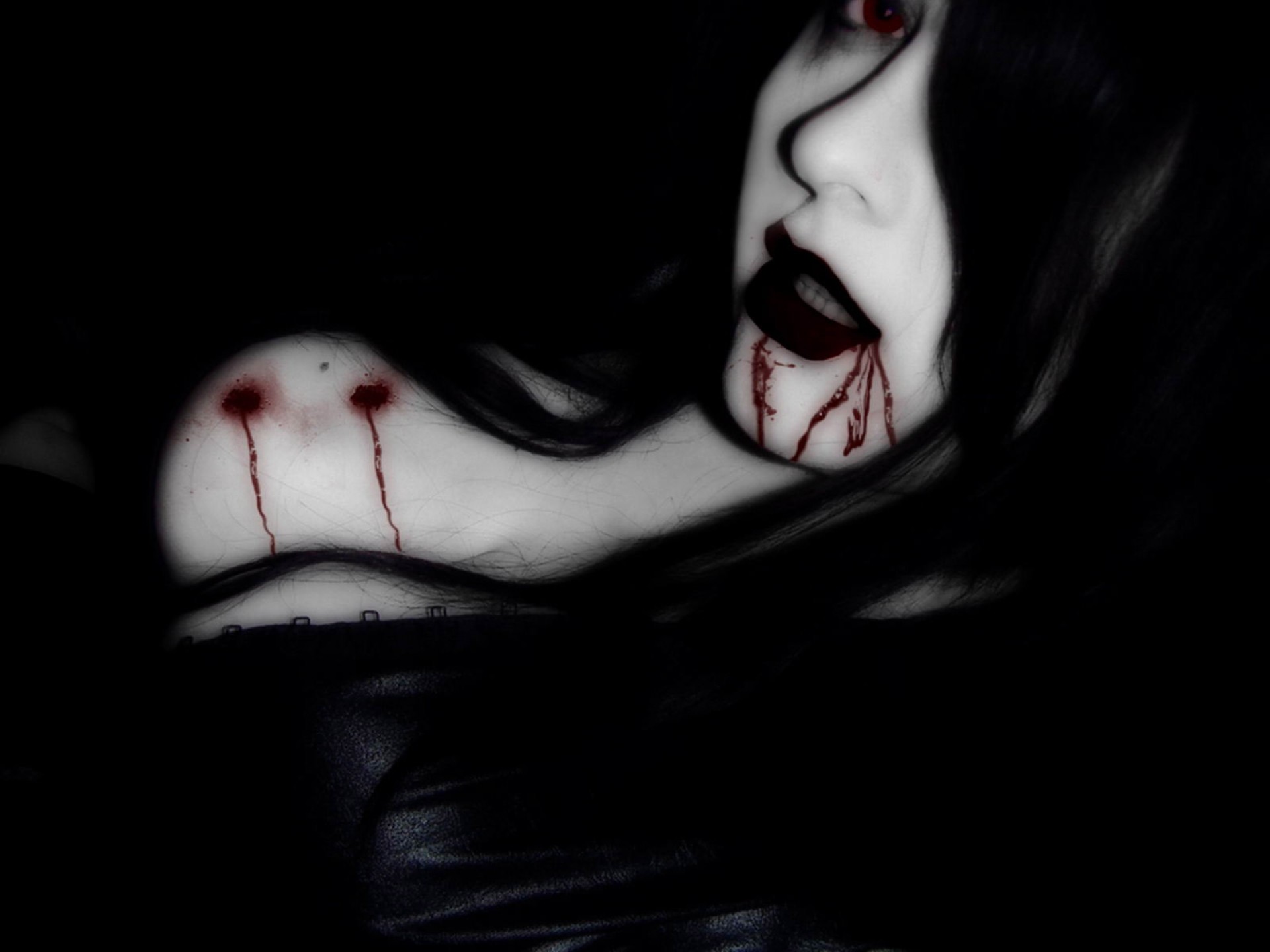 Vampira, Sangue, Labbra nere, Bianco e nero, sfondo per iPad e tablet