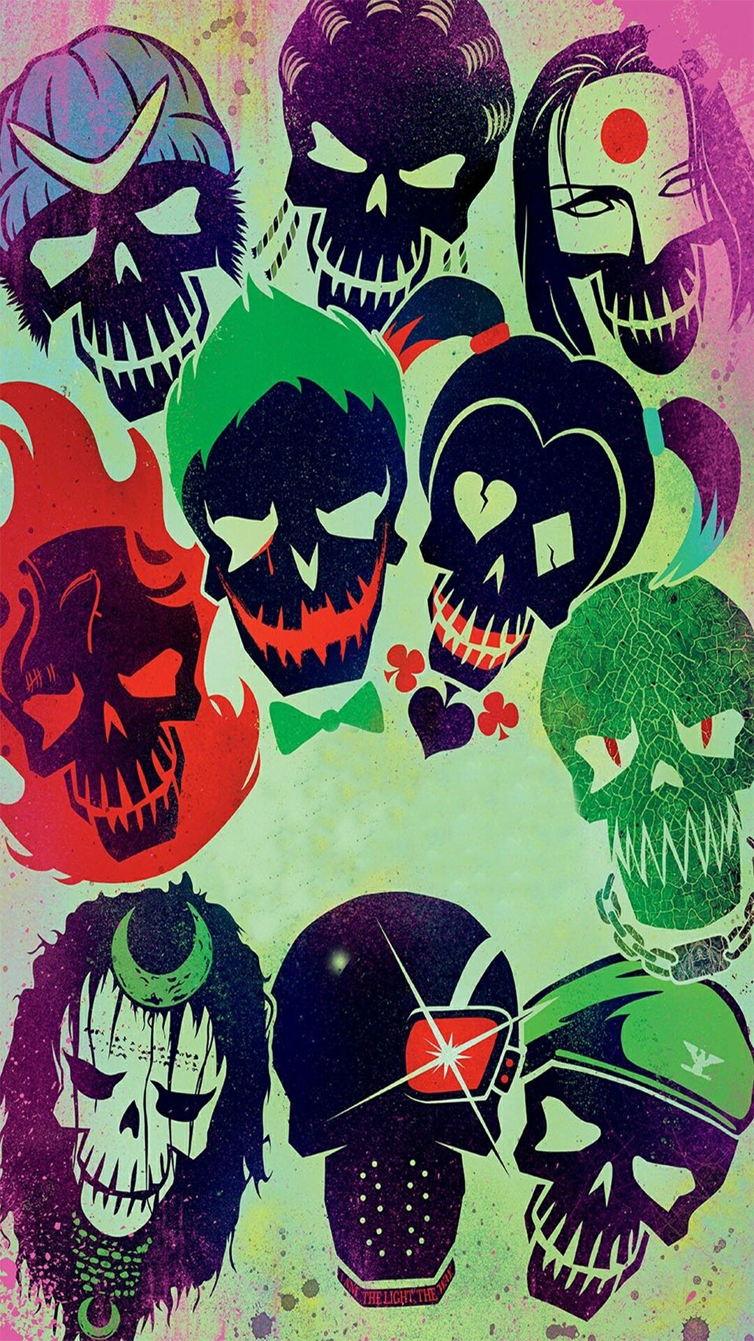Suicide Squad, Teschi dei personaggi, Poster, Full HD, wallpaper per smartphone