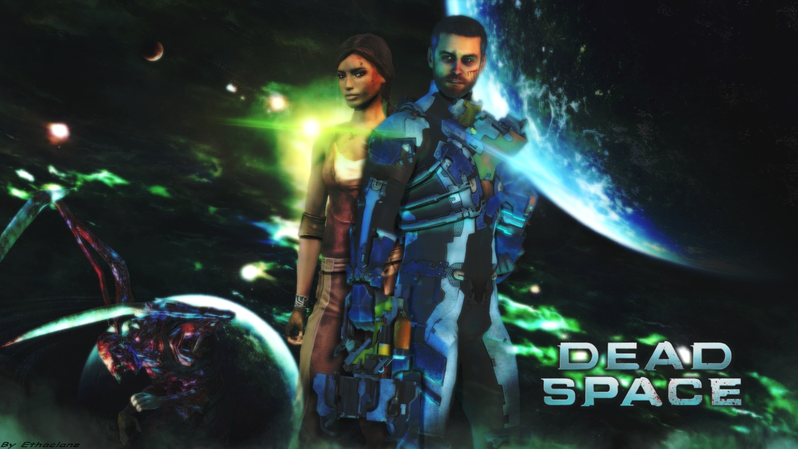 Ellie Langford, Isaac Clarke, Dead Space 3, Pianeta, Spazio, 16:9 2K, sfondo widescreen