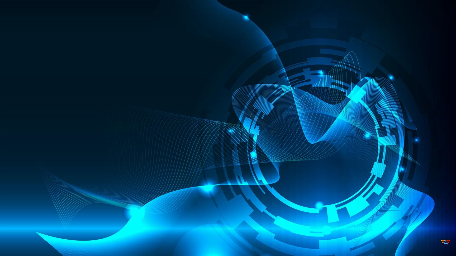 Cerchi tecnologici, Onde, Blu, Fantascienza, Full HD, wallpaper per PC