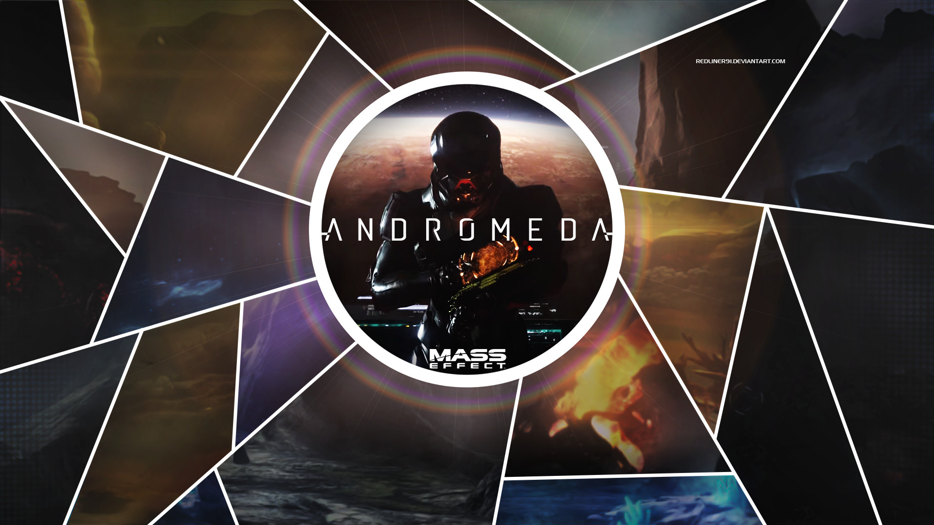 Mass Effect: Andromeda, Ryder, Collage, Logo, Cerchio, Full HD, sfondo per portatile
