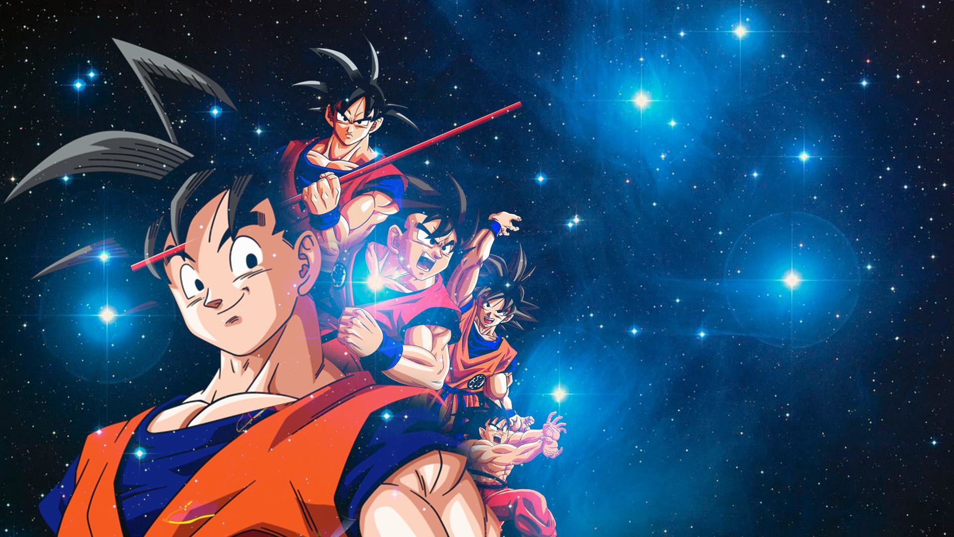 Son Goku, Evoluzione, Dragon Ball, Spazio, Stelle, Full HD, sfondo desktop