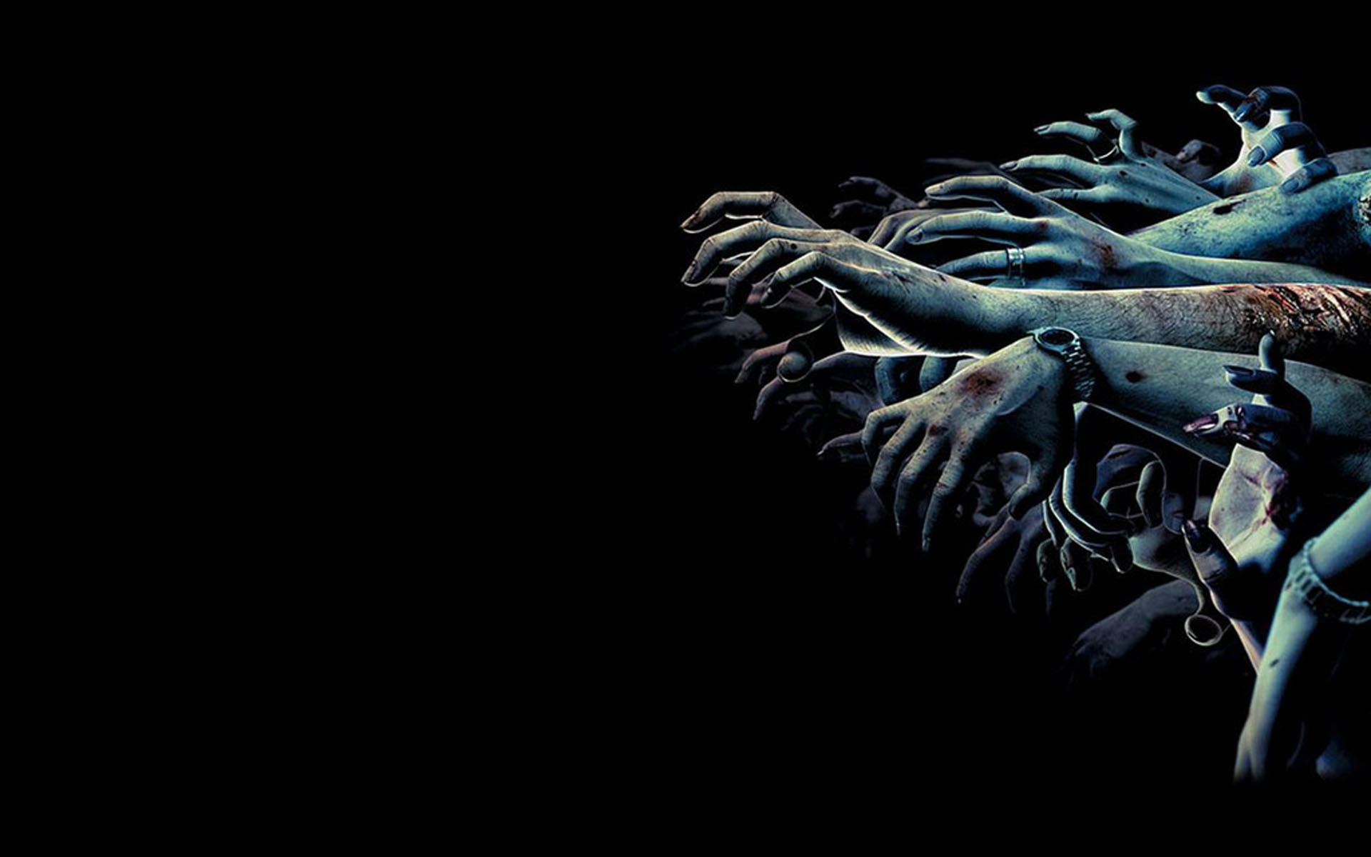 Mani di zombi, Orda, Sfondo nero, Horror, Full HD, wallpaper desktop
