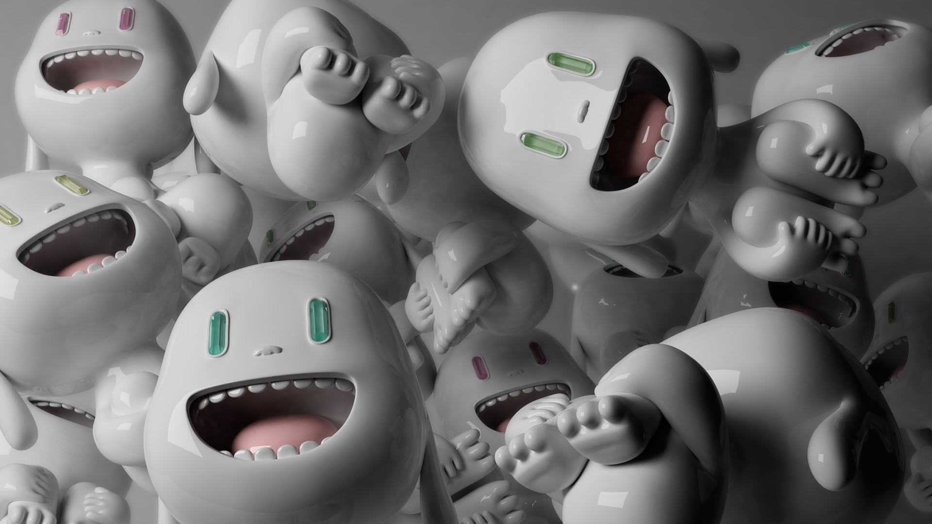 Personaggi 3D, Risata, Bianco, sfondo desktop