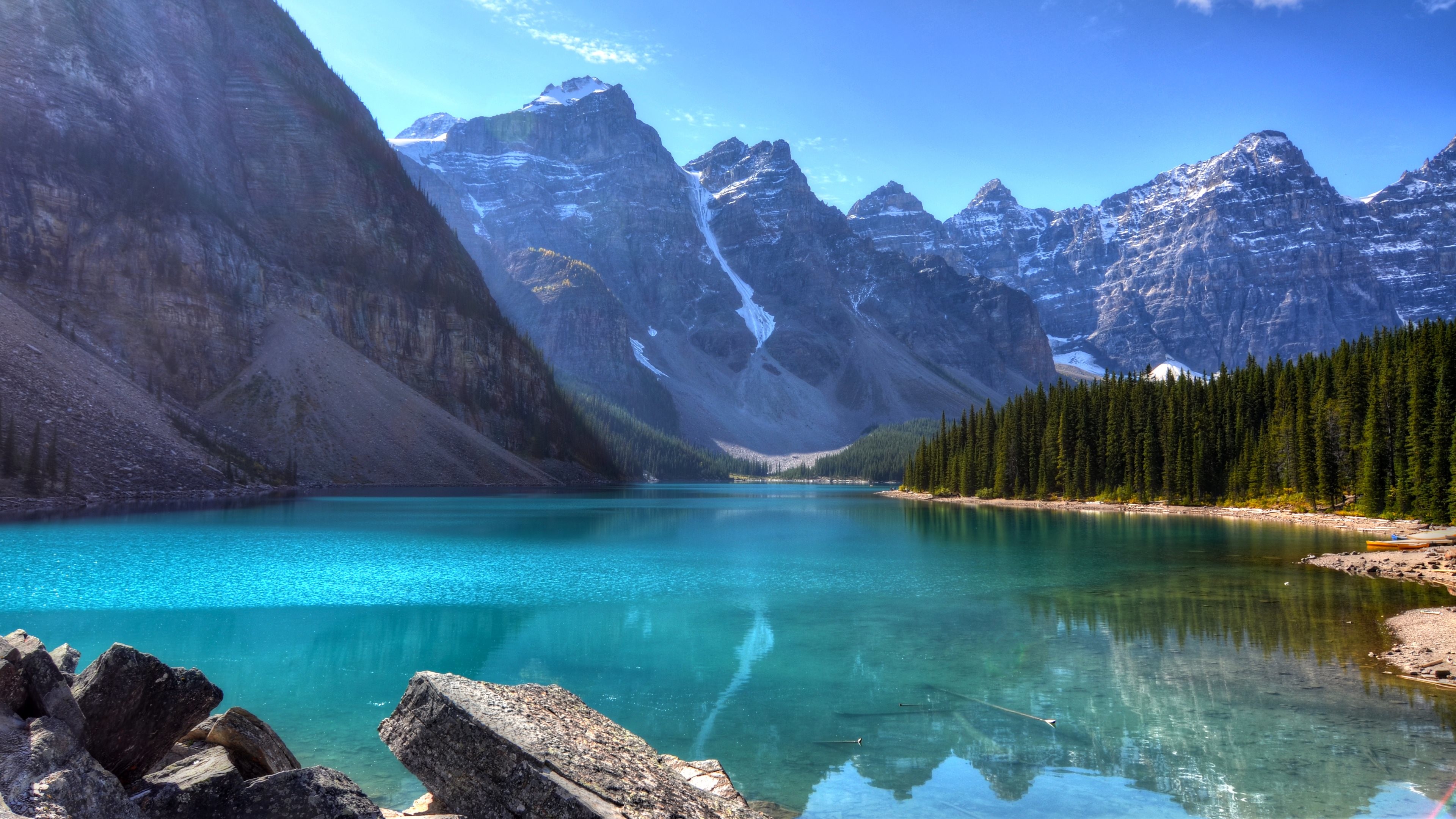 Moraine Lake, Parco nazionale di Banff, Canada, Lago glaciale, Montagne, wallpaper per desktop