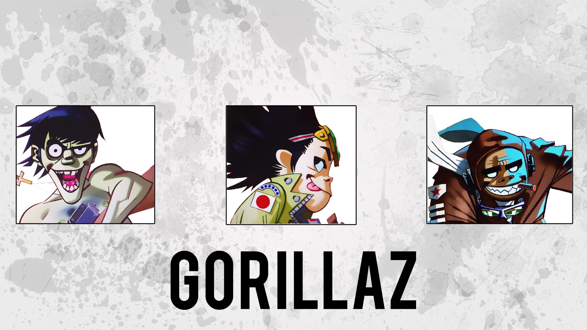 Gorillaz, Logo, Ritratti, Grigio, Full HD, sfondo per PC e portatile
