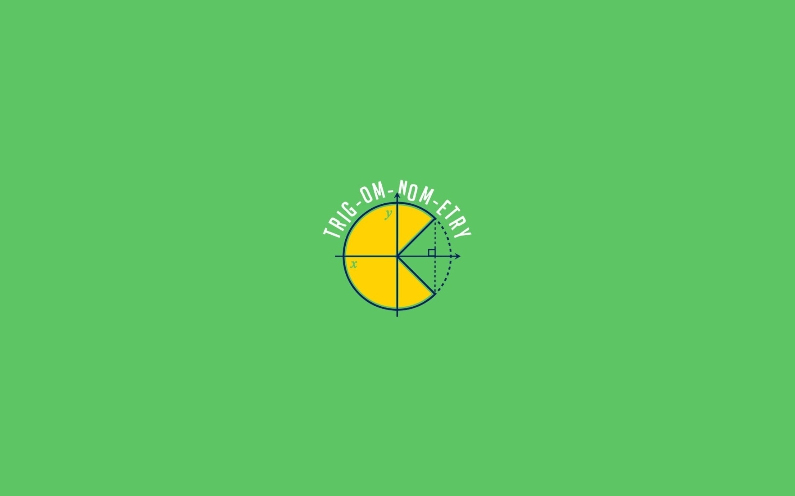 Pac-Man, Trigonometria, Umorismo, Sfondo verde, Minimalismo, 16:10 2K, wallpaper widescreen