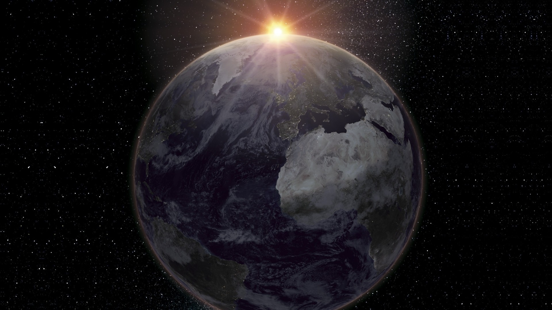 Terra, Alba, Spazio, Stelle, Full HD, sfondo desktop