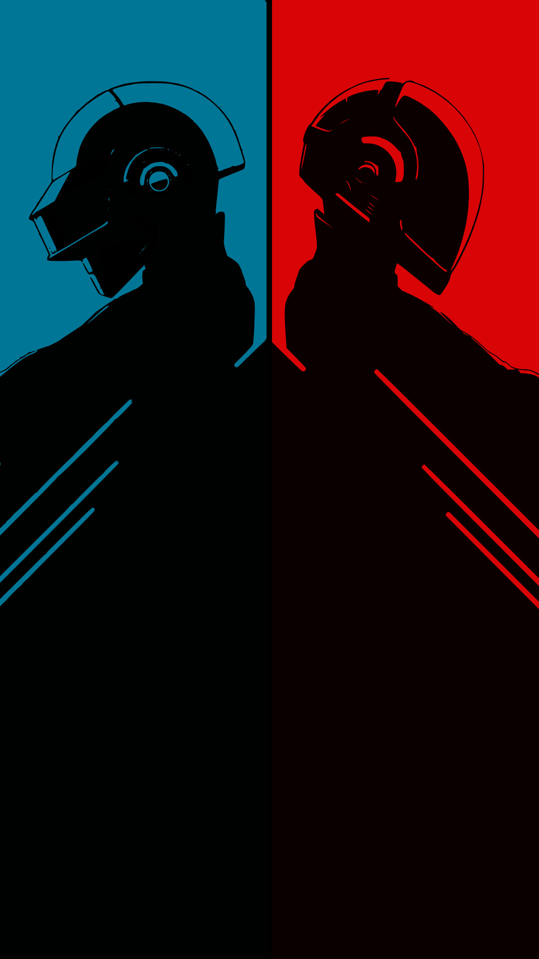 Daft Punk, Silhouette, Blu e rosso, 1080x1920, schermata di blocco iPhone