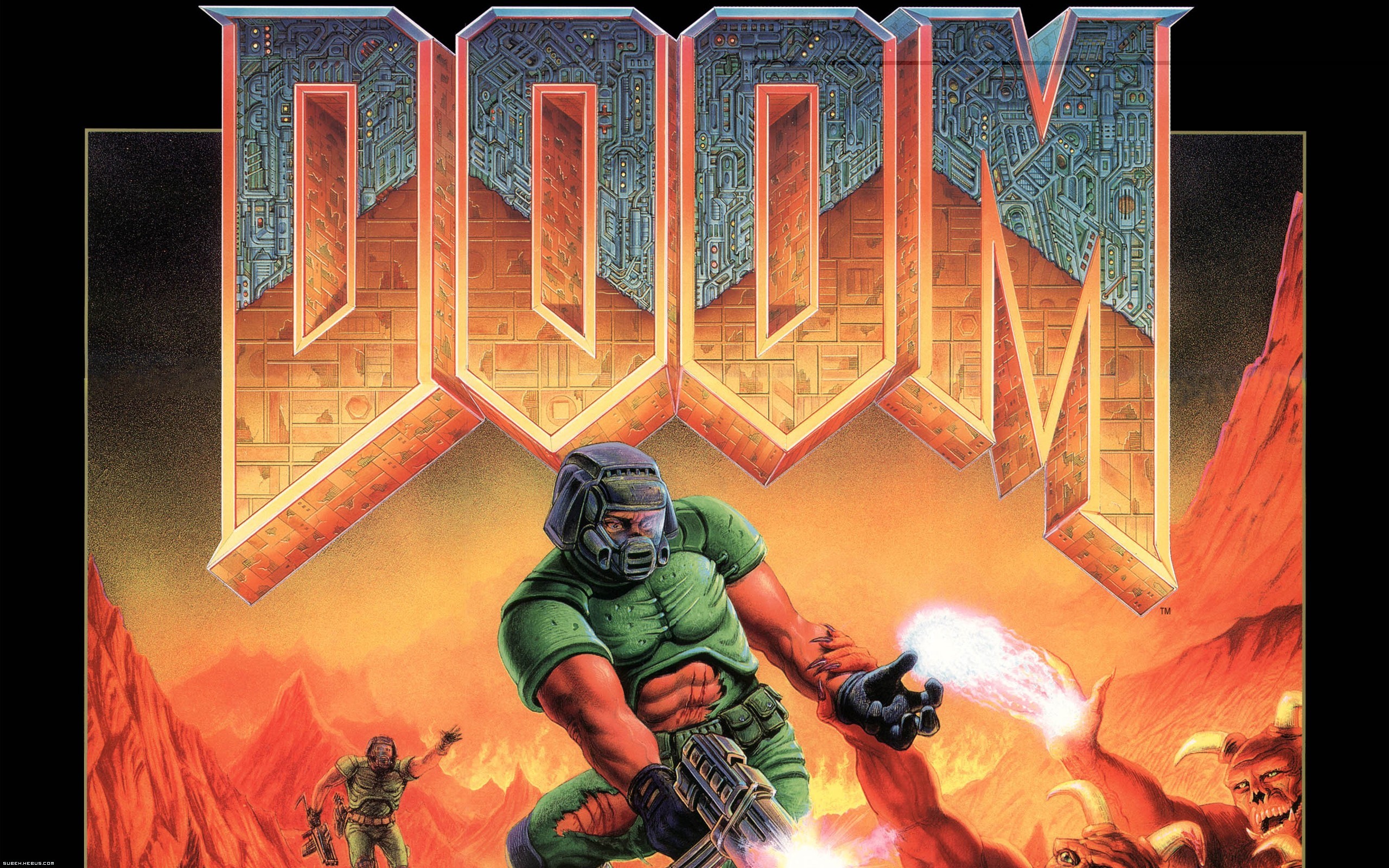 Doomguy, Doom (1993), Copertina, Logo classico, 2560x1600, sfondo MacBook Pro