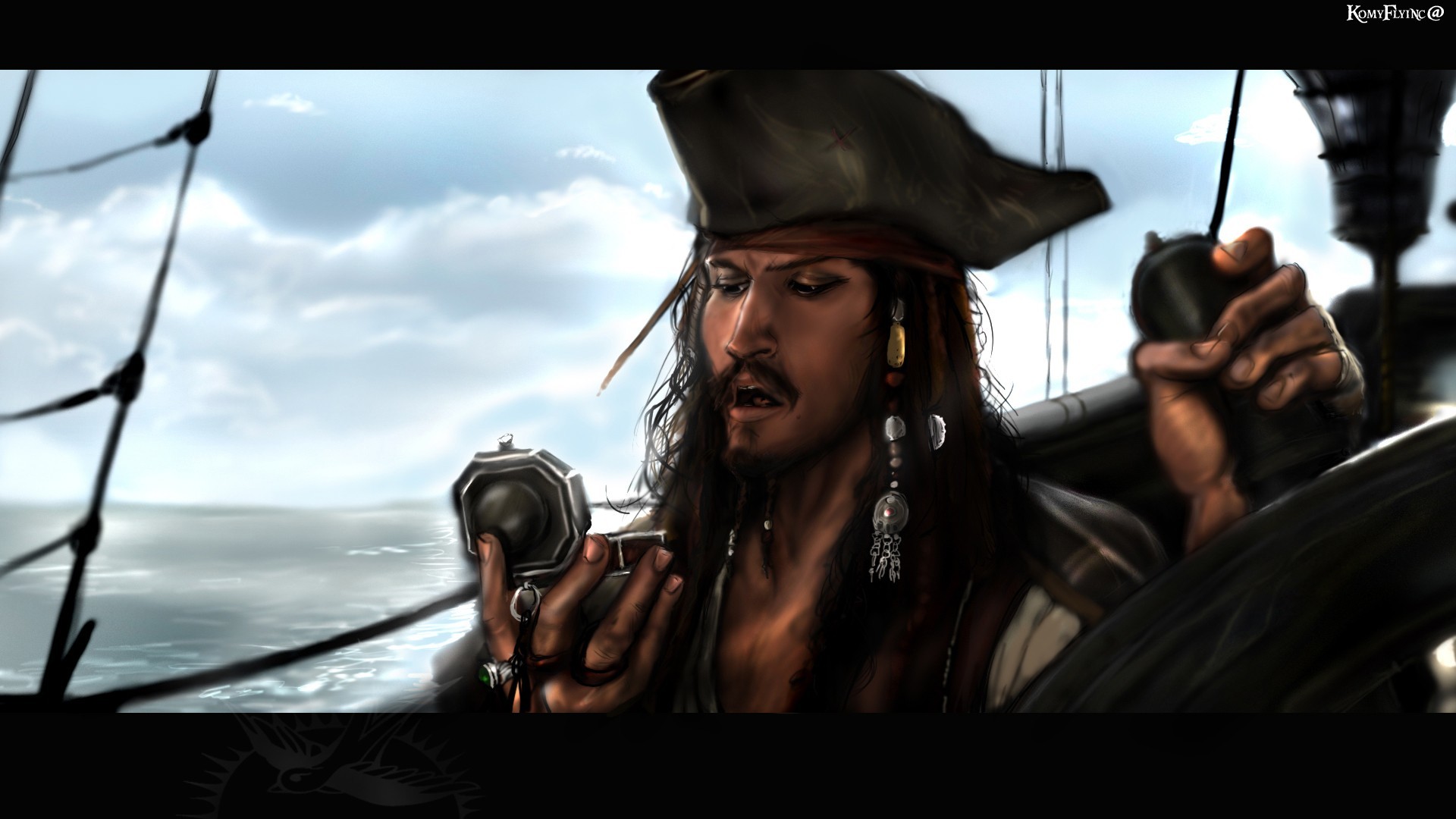 Jack Sparrow, Johnny Depp, Timone, Fan art, 1920x1080, immagine di sfondo
