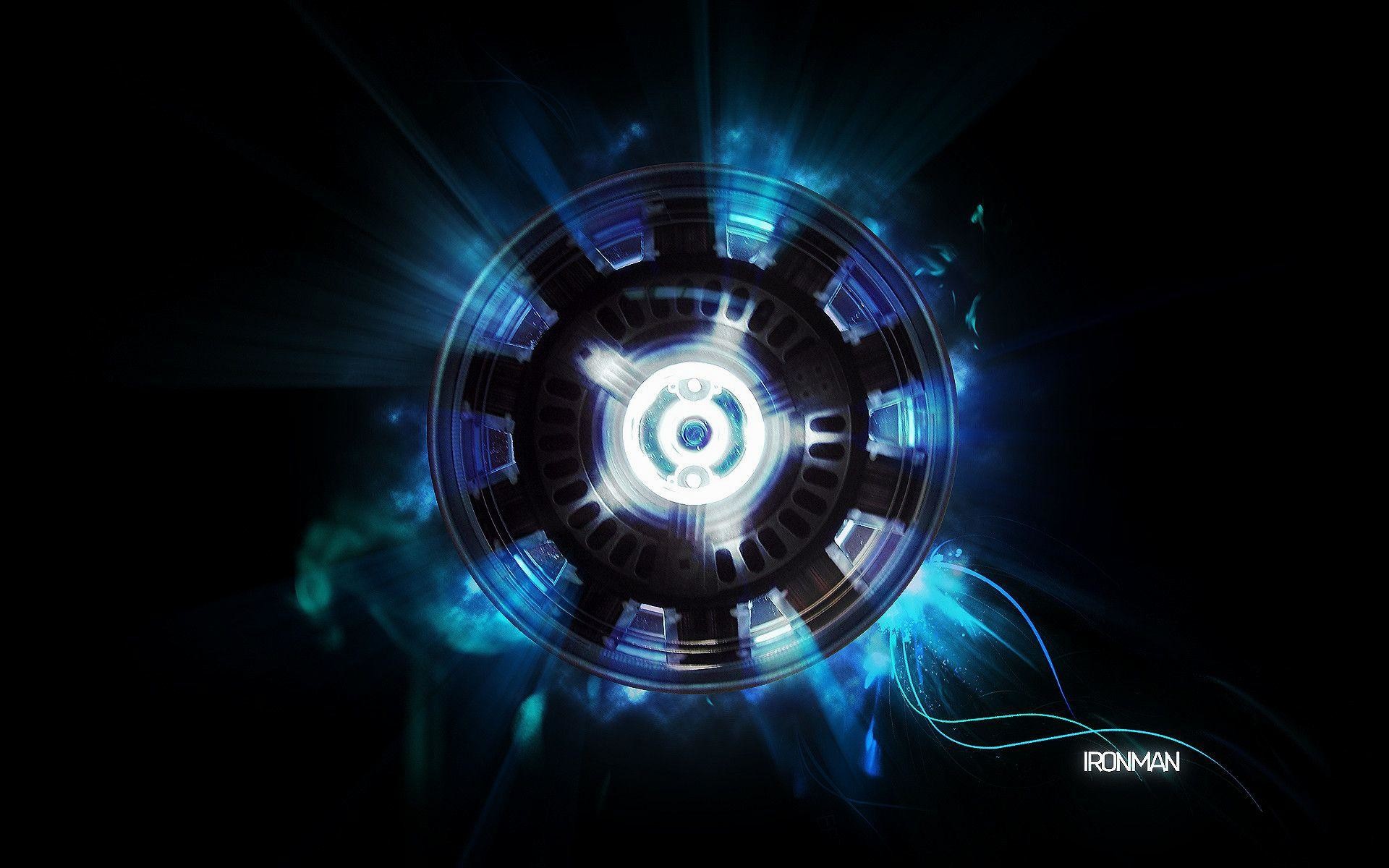 Reattore arc, Iron Man, Luce blu, Sfondo nero, 16:10 Full HD, wallpaper widescreen