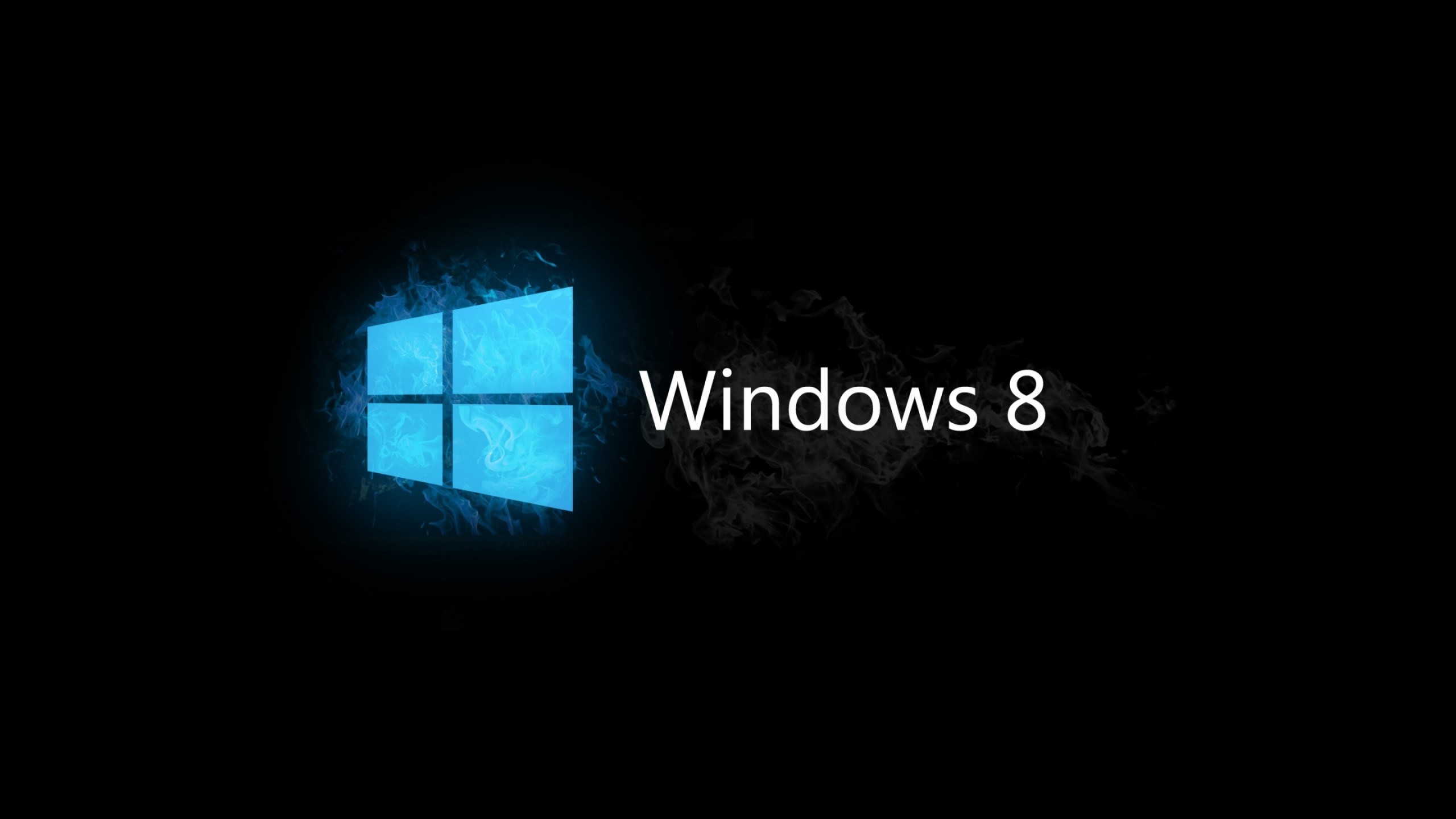 Windows 8, Logo Windows, Microsoft, Sfondo nero, Luce blu, 2K, wallpaper per portatile