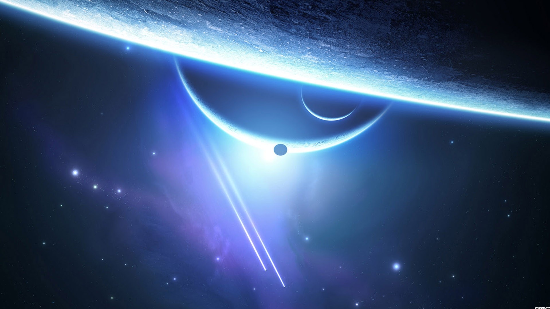 Pianeti, Spazio, Blu, Arte digitale, 1920x1080, wallpaper desktop