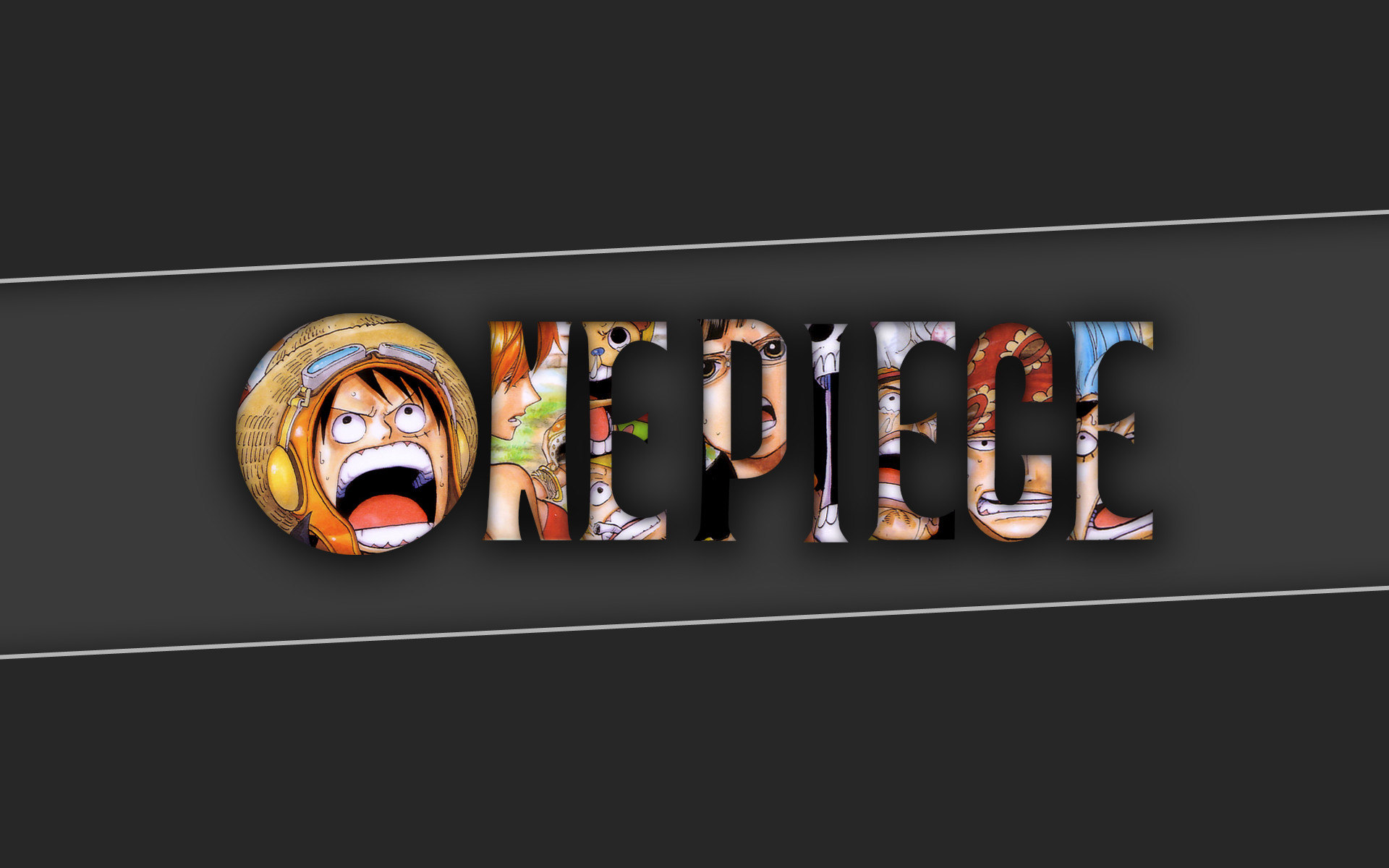 One Piece, Logo, Monkey D. Luffy, Sfondo grigio, 1920x1200, wallpaper desktop