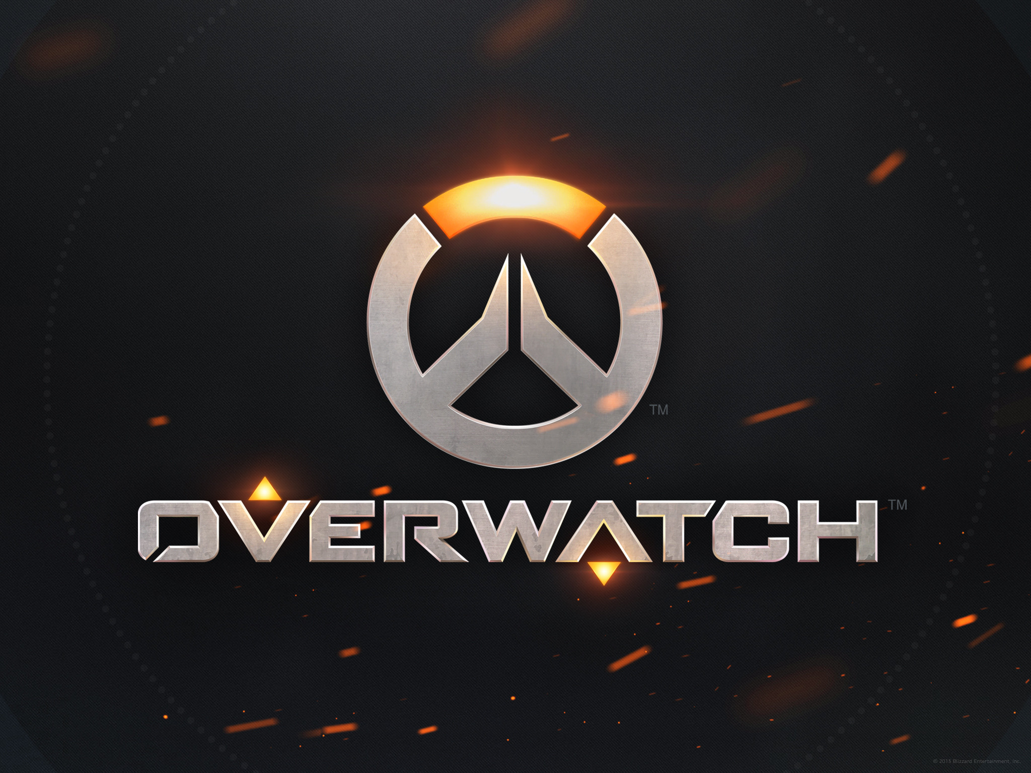 Logo Overwatch, Overwatch, Scintille, Sfondo nero, Full HD, schermata di blocco iPad