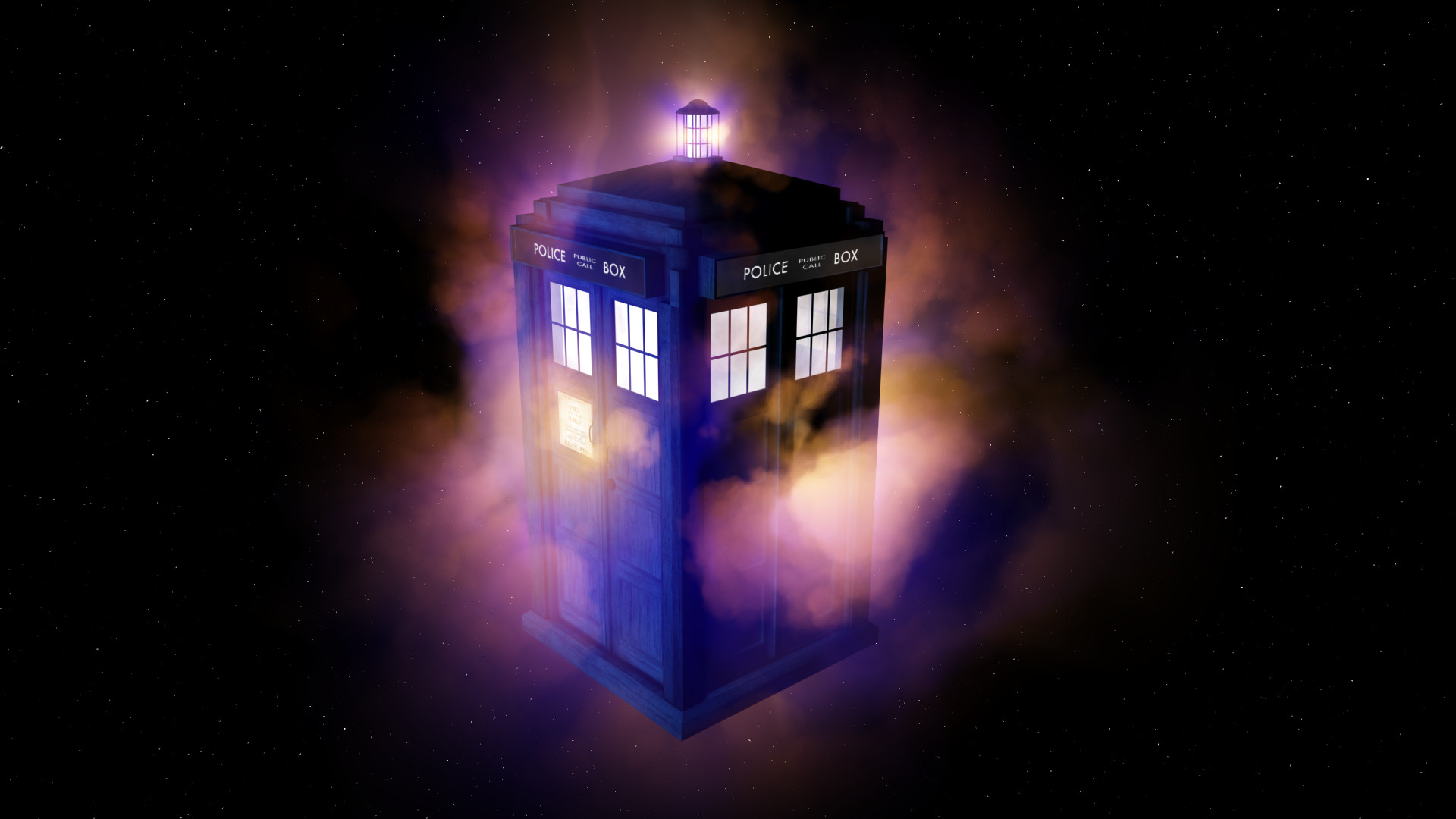 TARDIS, Doctor Who, Nebulosa, Sfondo nero, 16:9 Full HD, wallpaper widescreen