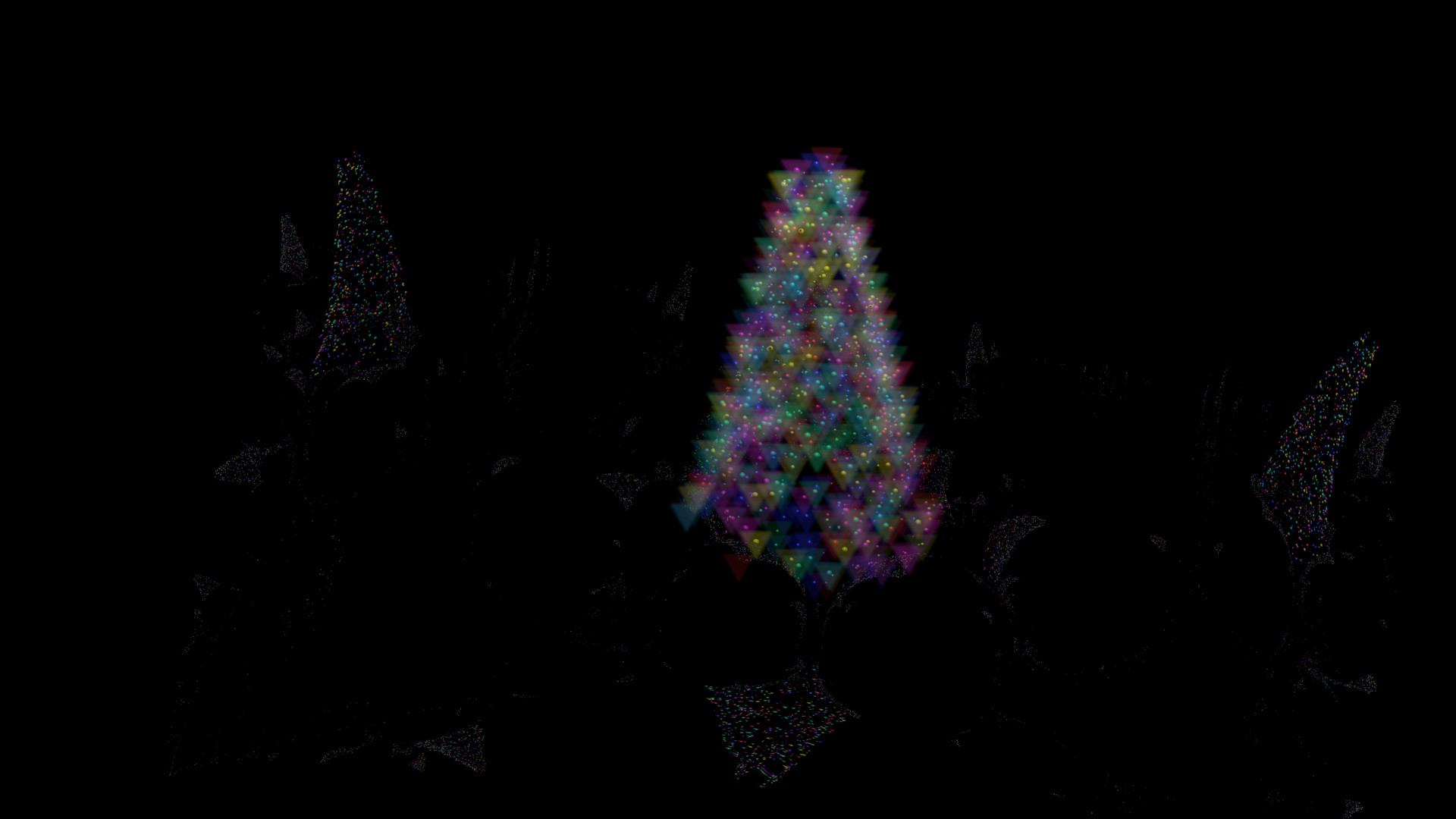 Albero di Natale, Luci colorate, Sfondo nero, 1920x1080, wallpaper desktop