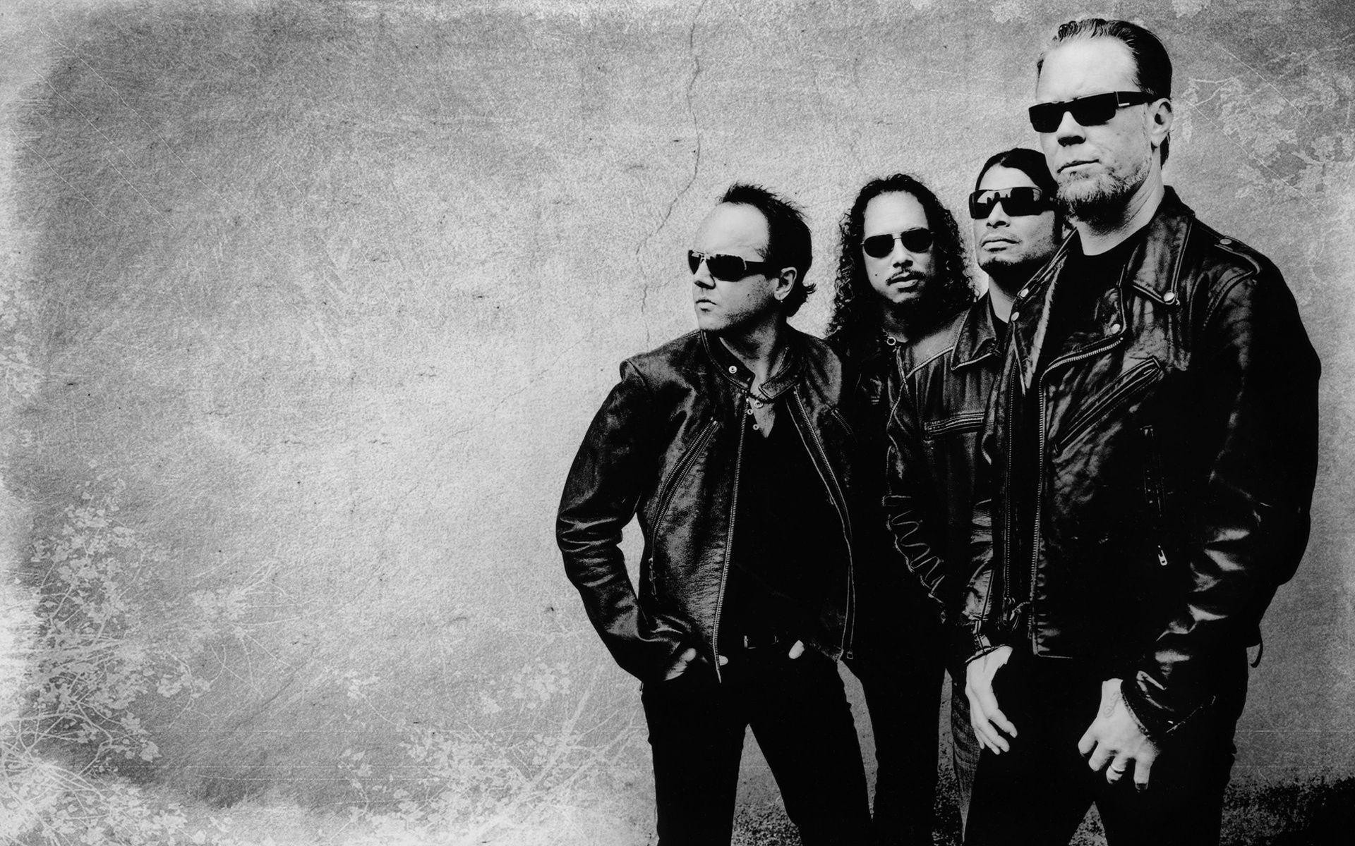 Metallica, James Hetfield, Lars Ulrich, Kirk Hammett, Robert Trujillo, Bianco e nero, sfondo per PC