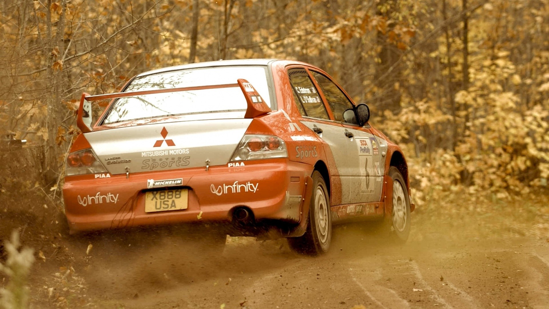 Mitsubishi Lancer Evolution IX, Infinity, Foglie autunnali, Rally, sfondo desktop 1080p