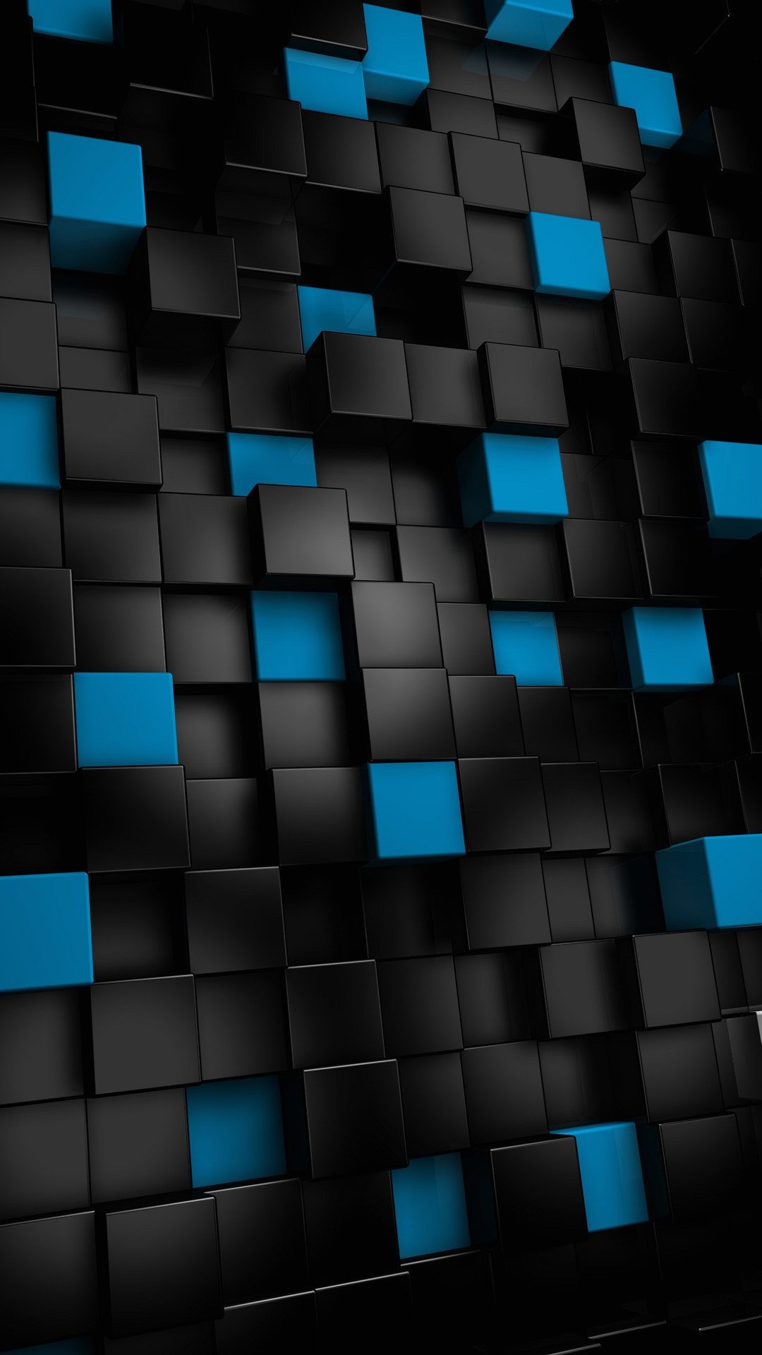Cubi 3D, Nero, Azzurro, Geometrico, 1080x1920, schermata di blocco iPhone