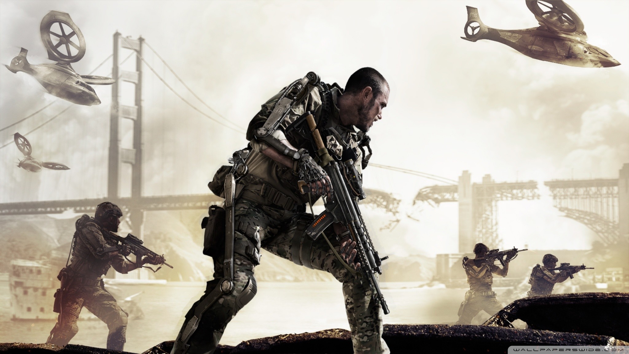Call of Duty: Advanced Warfare, Soldati, Golden Gate Bridge, Esoscheletro, sfondo per portatile