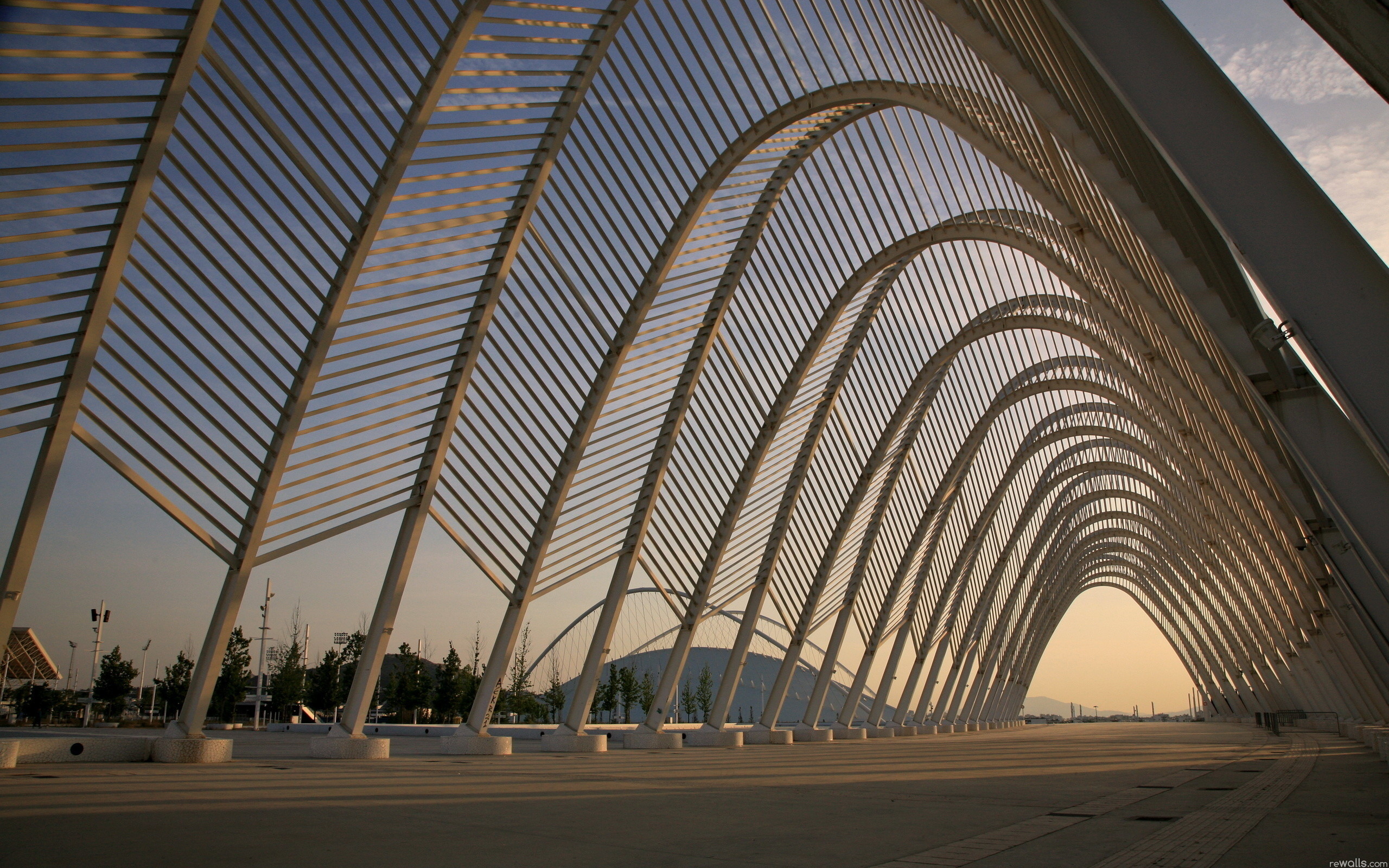 Città delle Arti e delle Scienze, Archi bianchi, Santiago Calatrava, Architettura moderna, sfondo 2K
