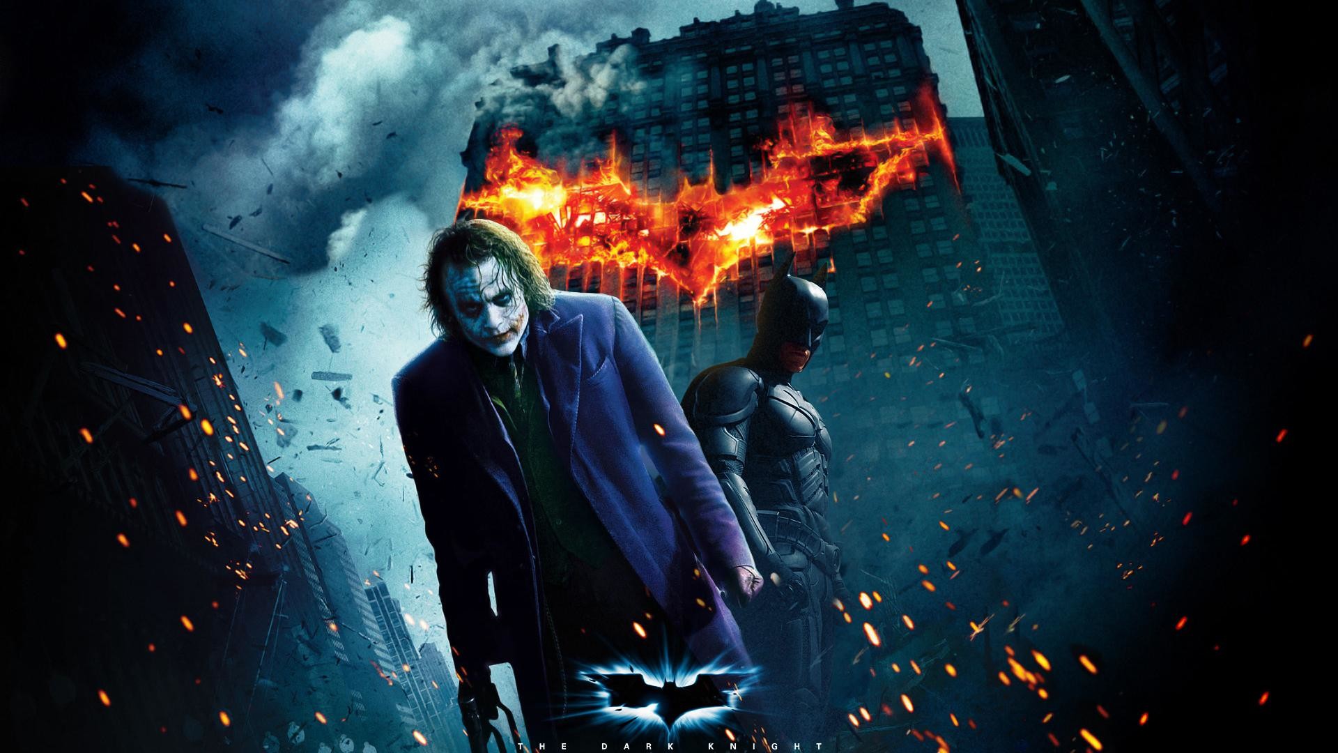 Joker, Heath Ledger, Batman, Il cavaliere oscuro, Fiamme, Poster, sfondo per portatile