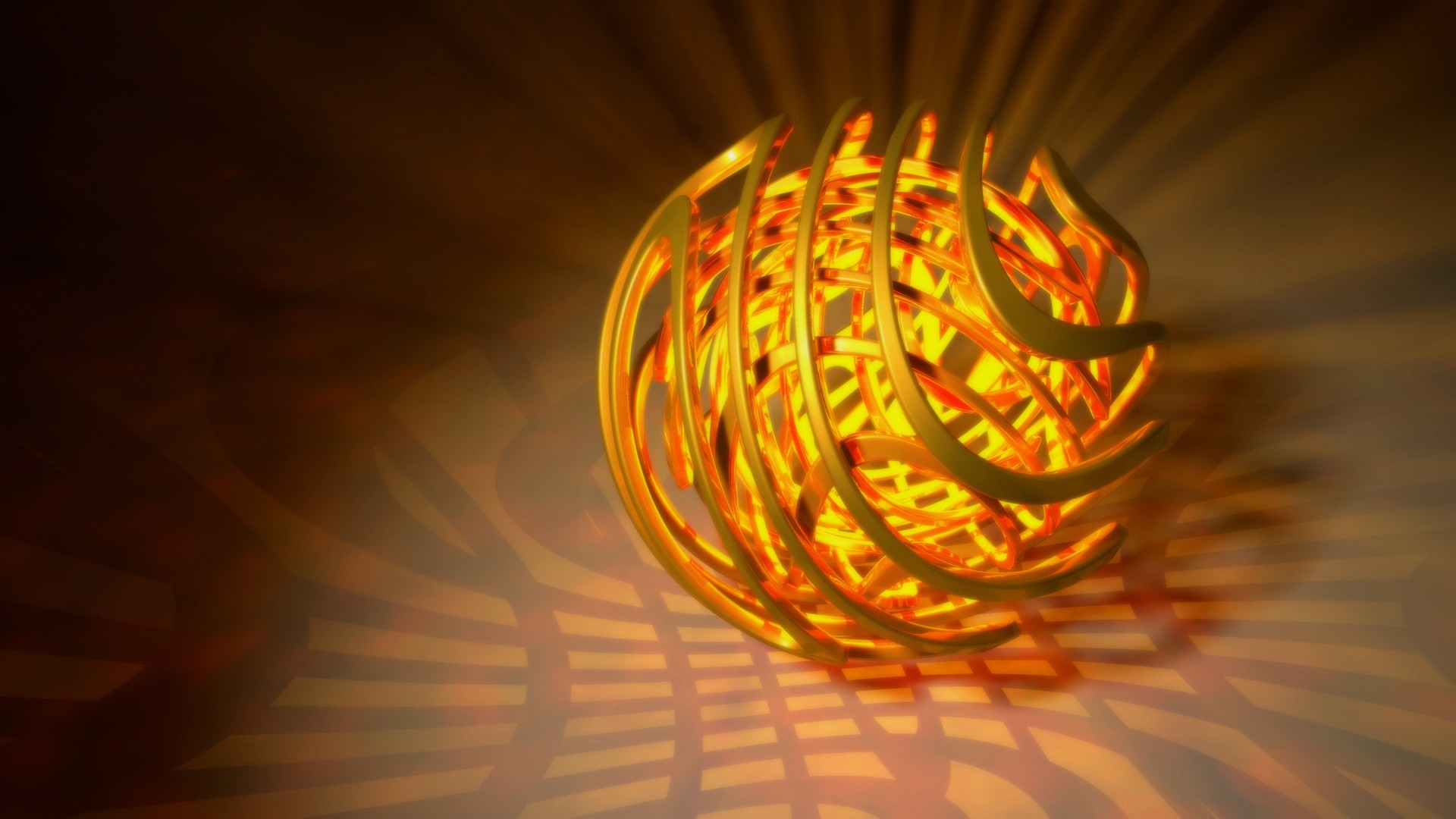 Sfera dorata, Arte astratta, Luce, Oro, Full HD, sfondo desktop