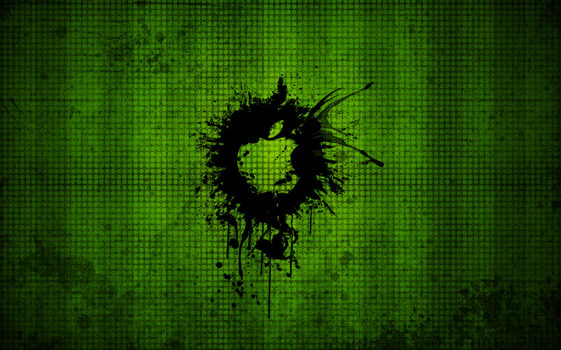 Logo Apple, Schizzi, Verde, Grunge, 1920x1200, immagine di sfondo