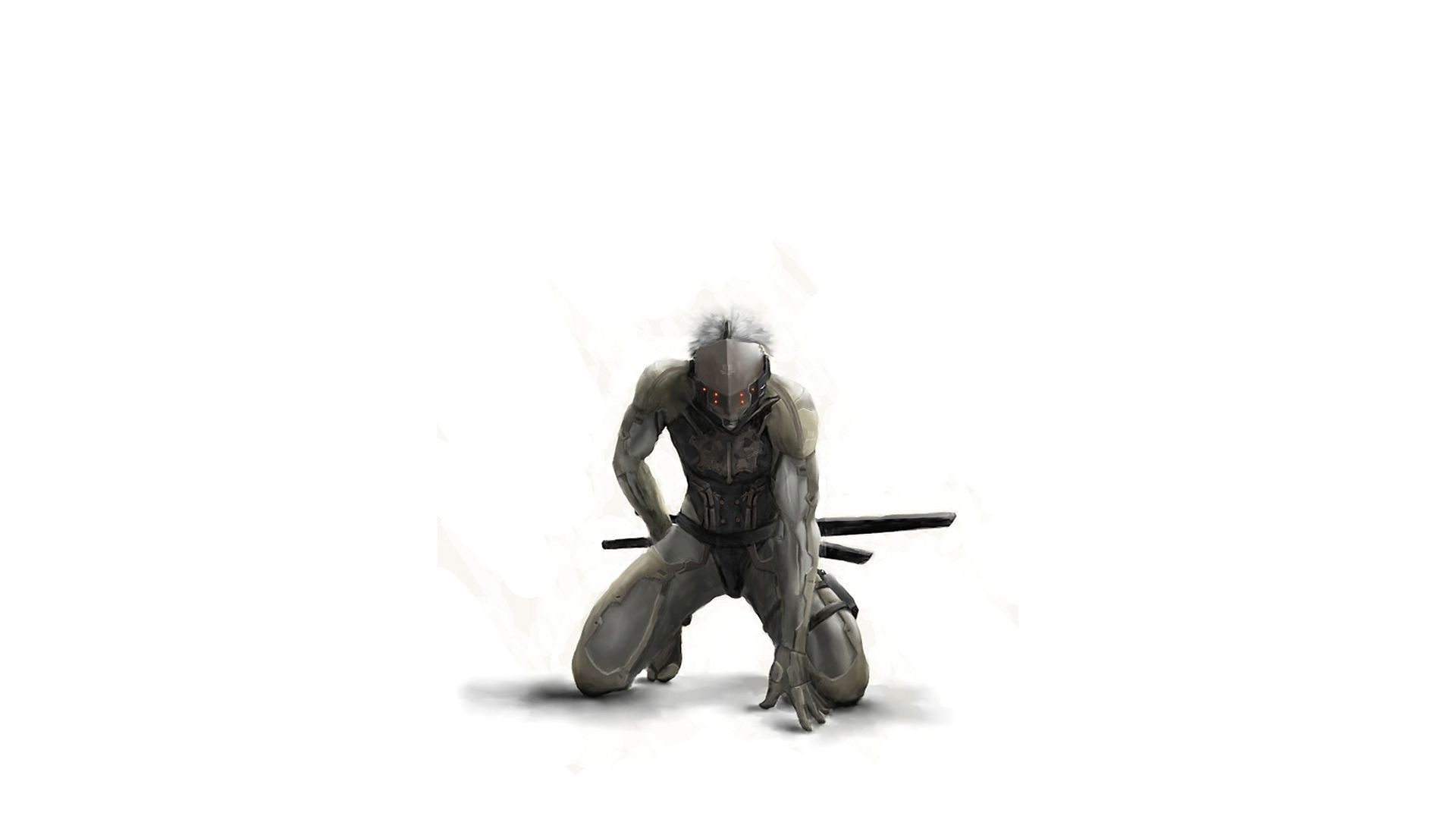 Gray Fox, Metal Gear Solid, Ninja cyborg, Sfondo bianco, Full HD, wallpaper desktop