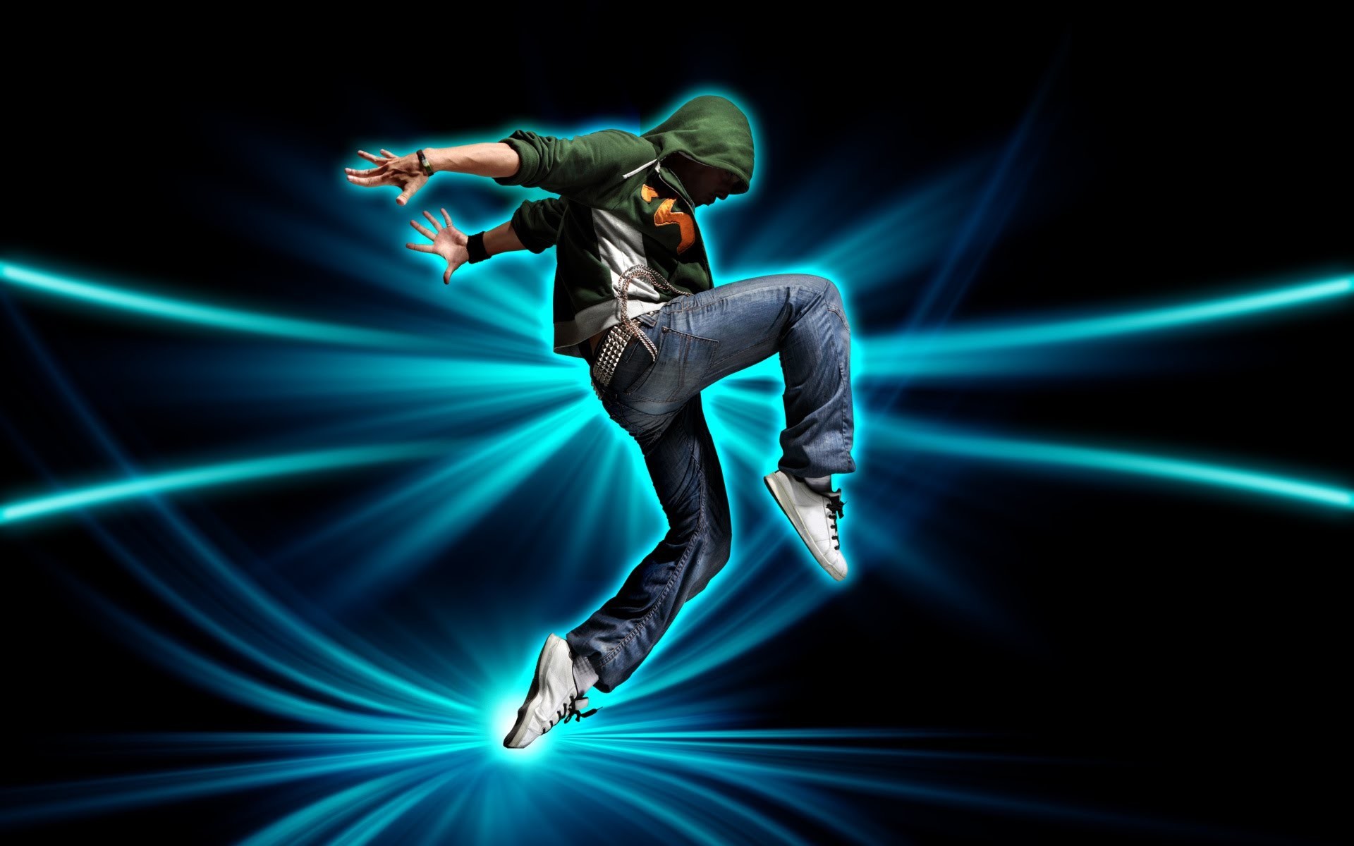 Ballerino, Raggi di luce, Turchese, Salto, 16:10 Full HD, sfondo widescreen