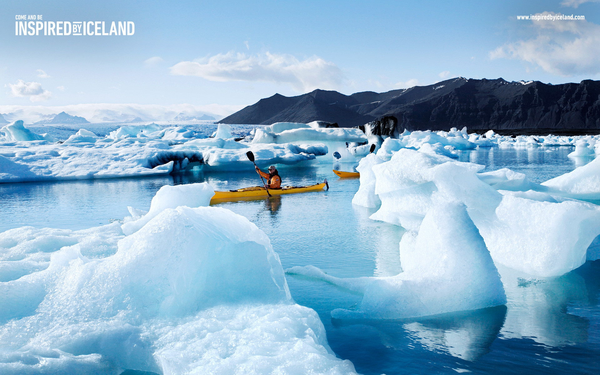 Jökulsárlón, Islanda, Kayak, Iceberg, 16:10 Full HD, sfondo widescreen
