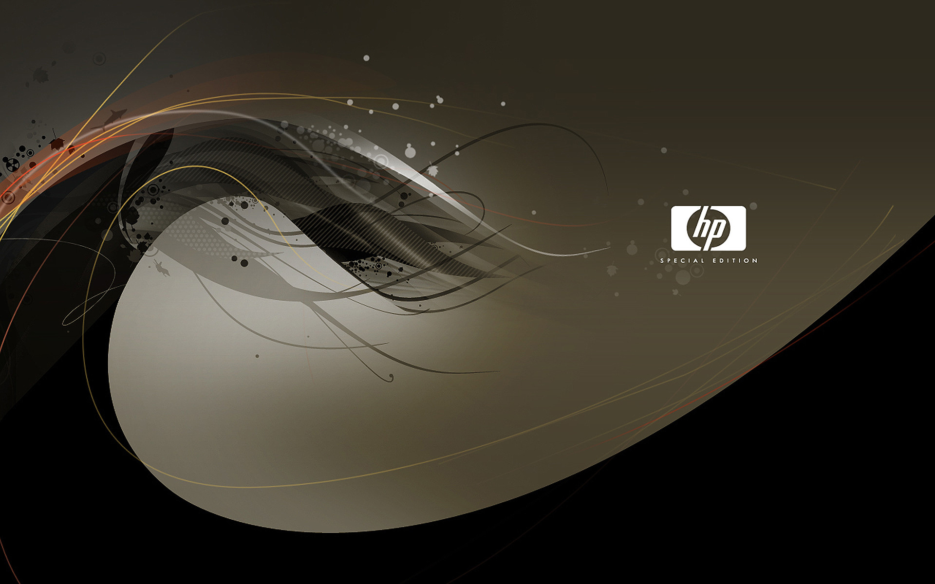 Logo HP, HP Special Edition, Forme astratte, Marrone, Sfondo nero, wallpaper per portatile