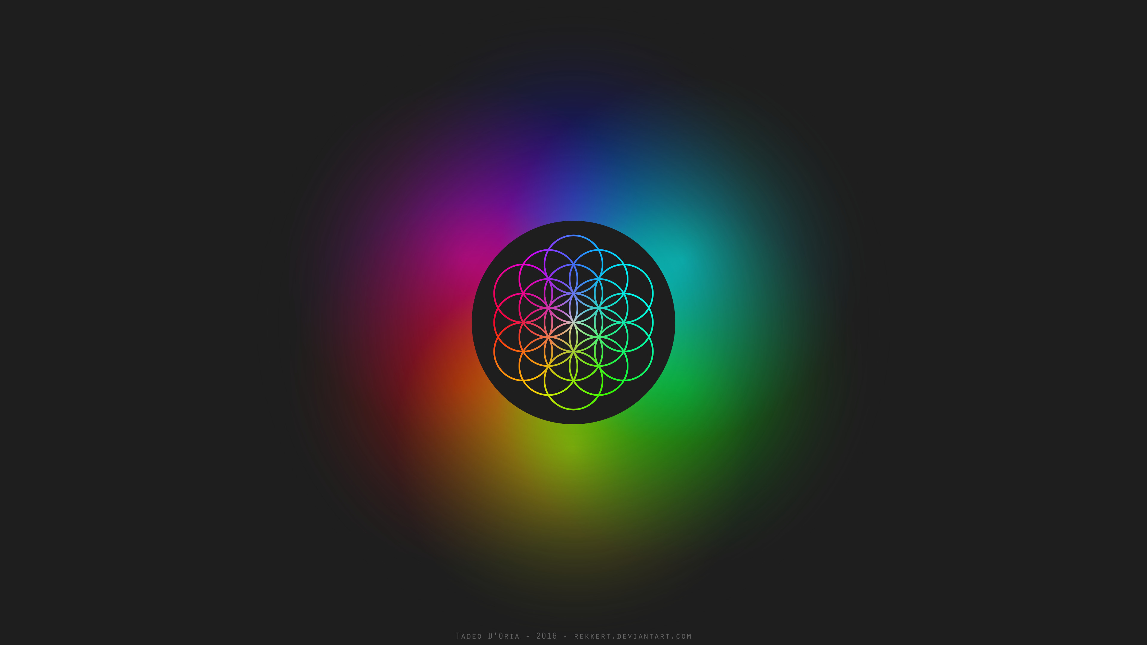 A Head Full of Dreams, Coldplay, Fiore della vita, Arcobaleno, Sfondo nero, 4K Ultra HD