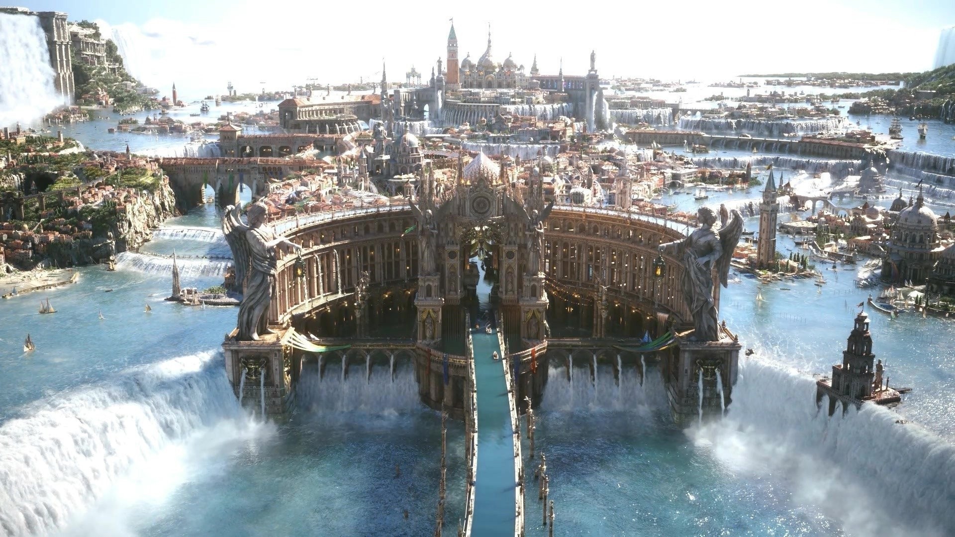 Altissia, Final Fantasy XV, Città sull'acqua, Vista aerea, 1920x1080, sfondo per PC