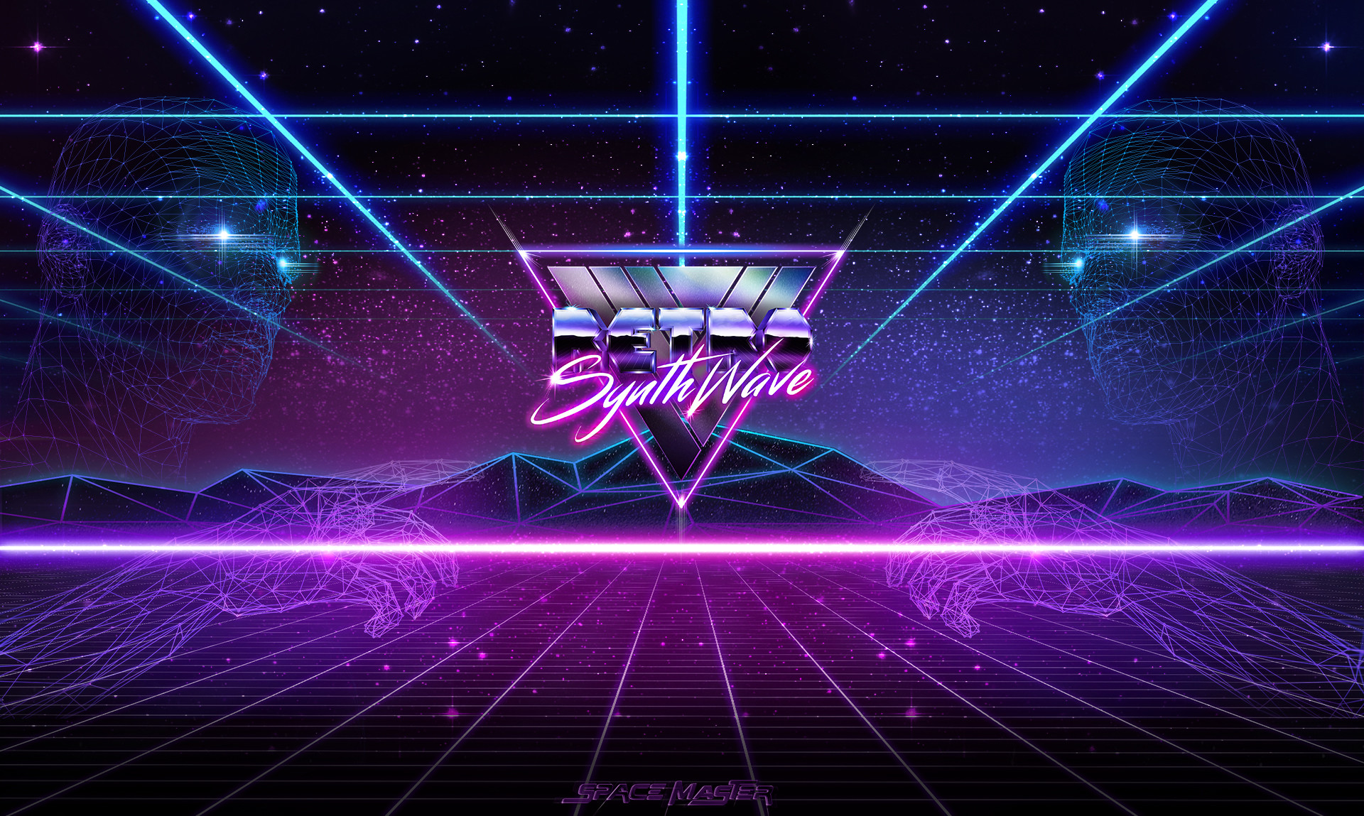 Synthwave, Retrowave, Griglia neon, Viola, Anni '80, Full HD, sfondo Windows 11