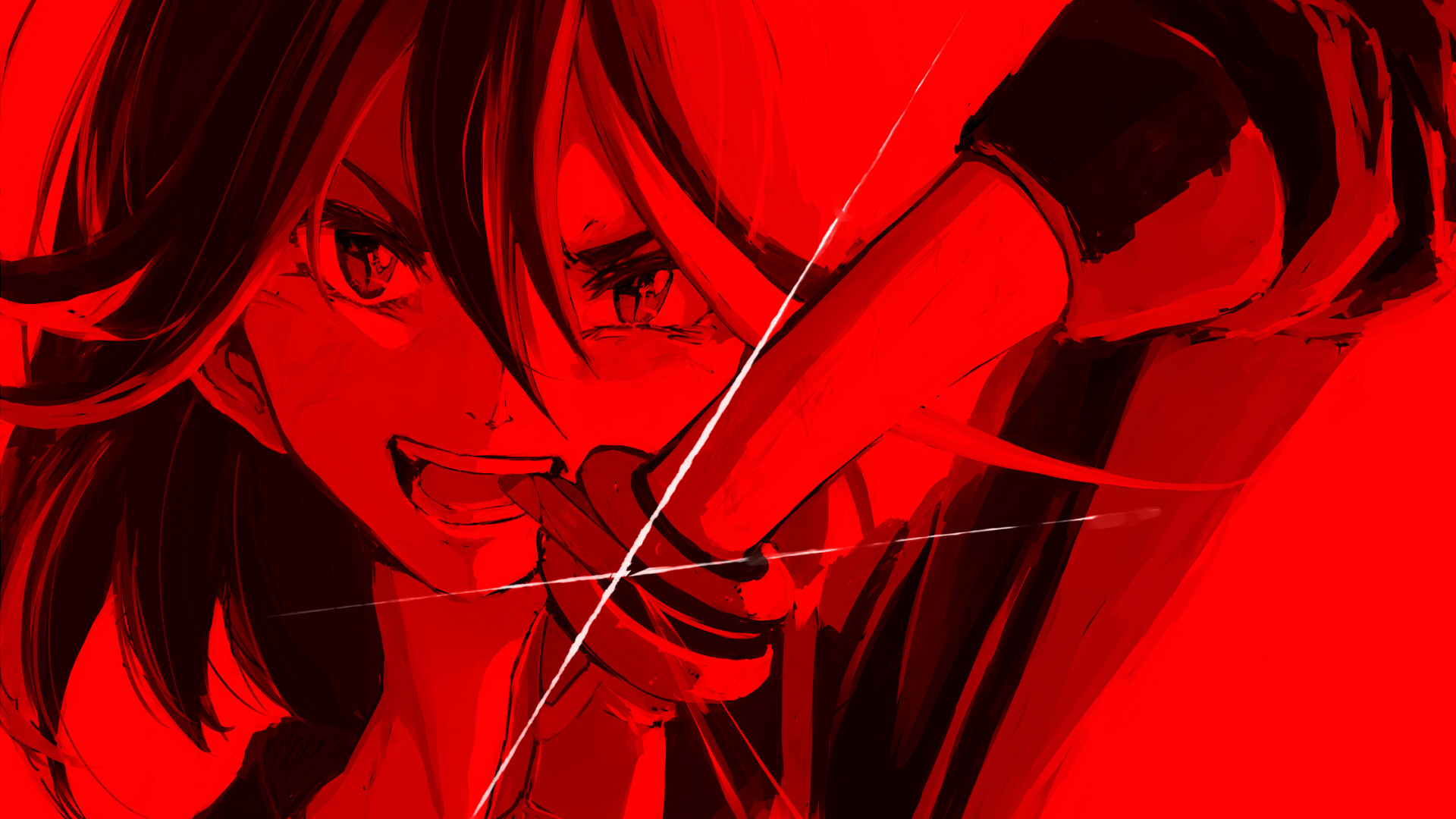 Ryuko Matoi, Kill la Kill, Rosso, Primo piano, Full HD, sfondo Windows 11