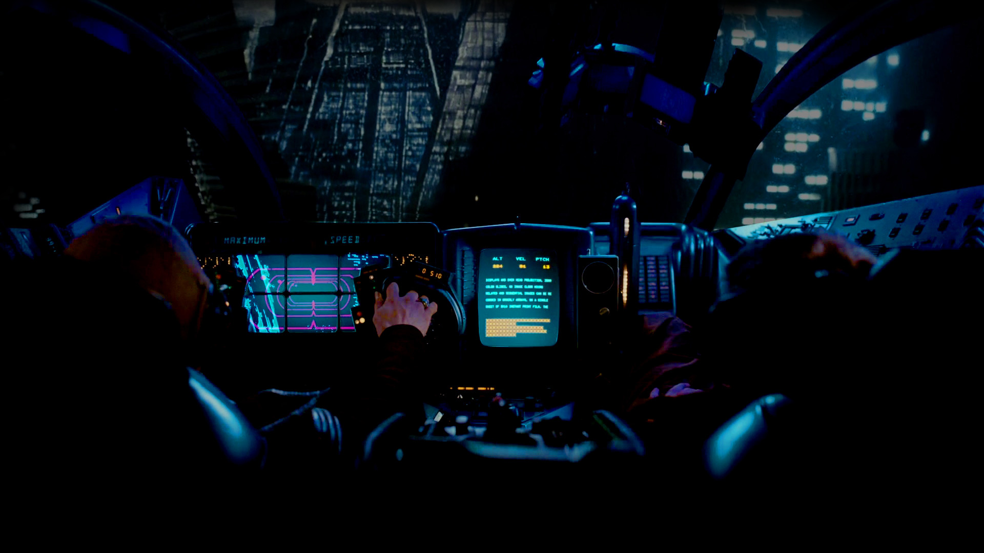 Blade Runner, Spinner, Cabina, Città, Notte, Full HD, wallpaper per portatile